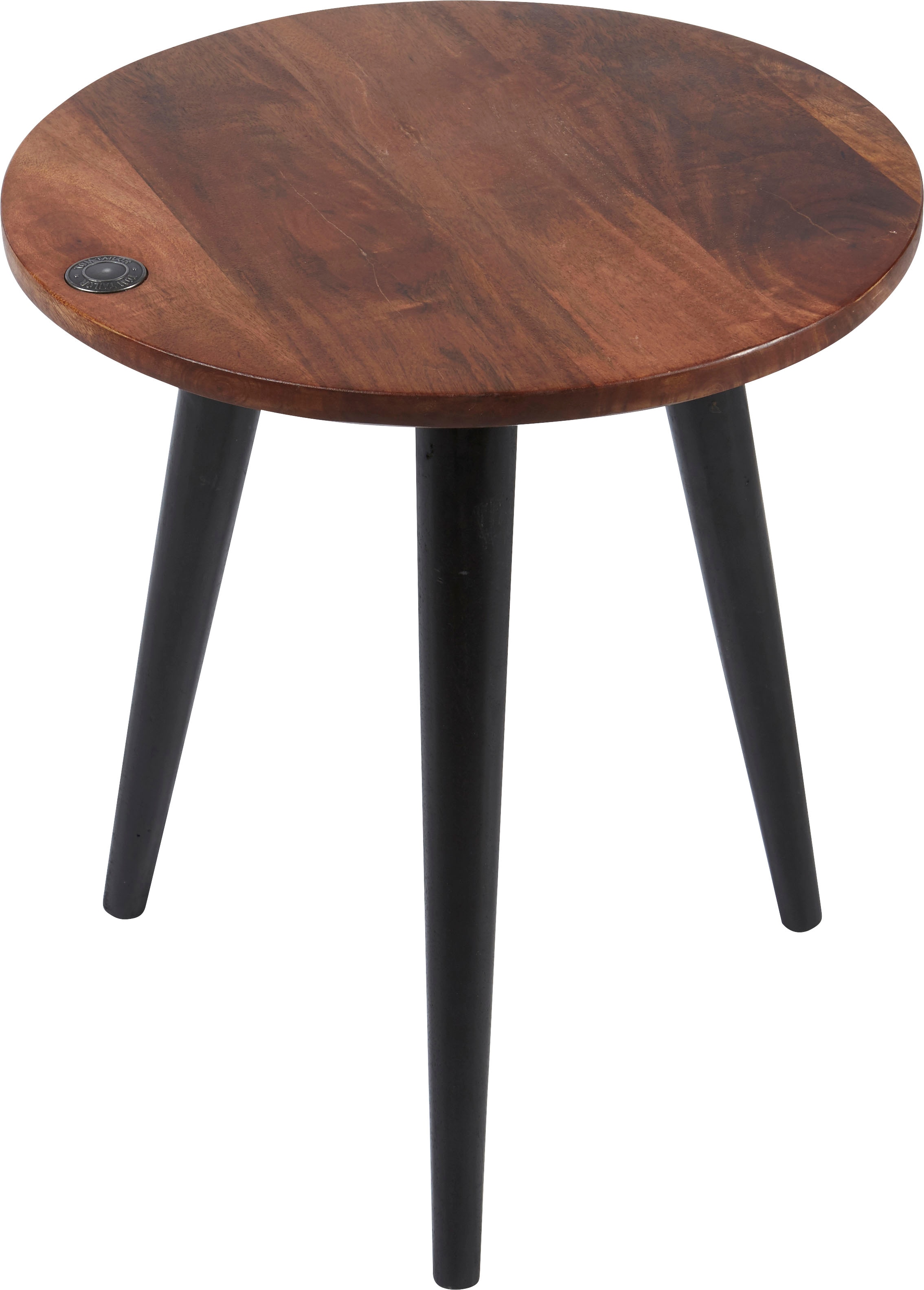 TOM TAILOR HOME Beistelltisch »T-WOOD TABLE SMALL«, Beistelltisch mit Knopfdetail, dunkles Mangoholz und schwarze Beine