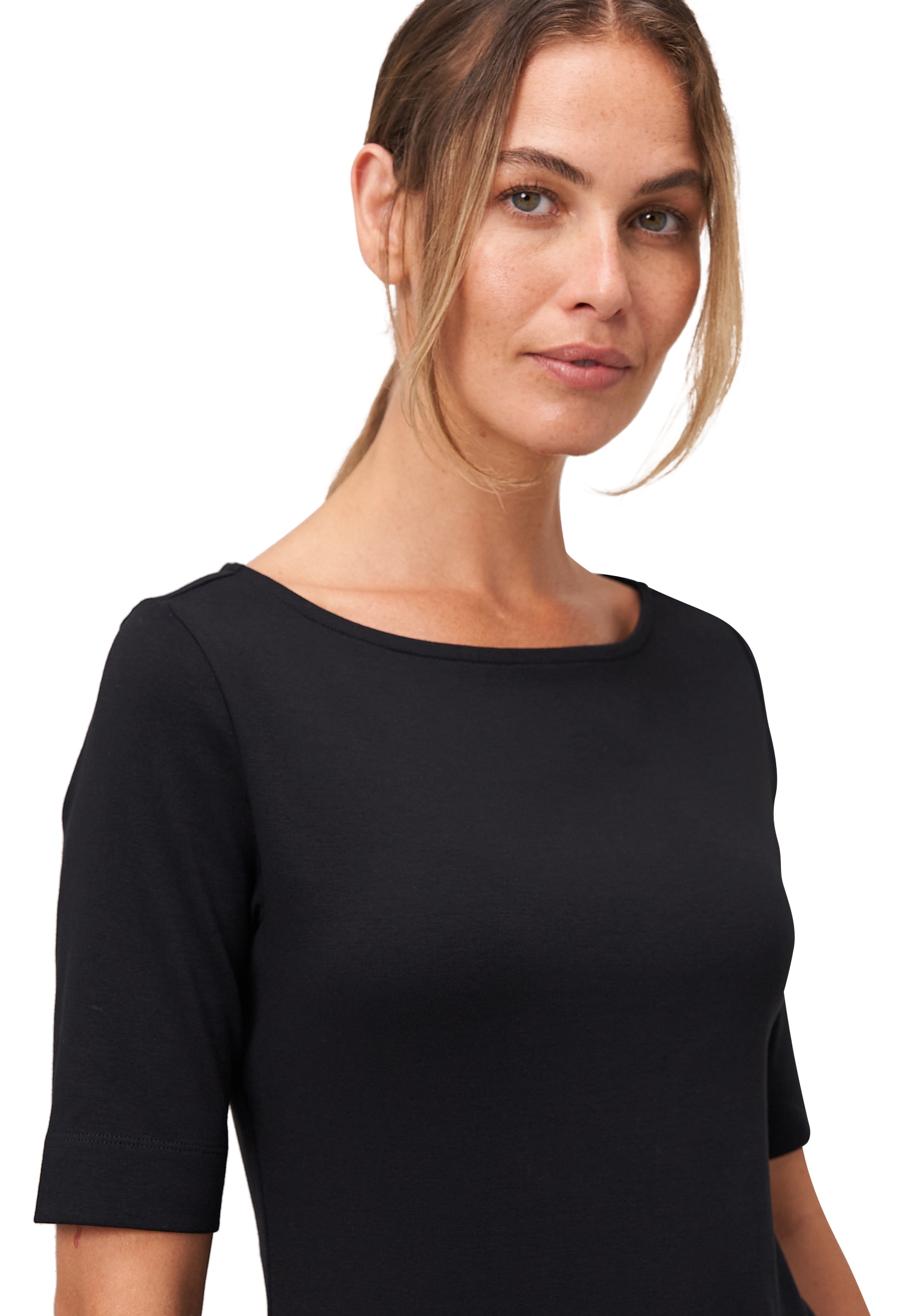 Zero T-Shirt »Baumwollshirt mit U-Boot Ausschnitt«