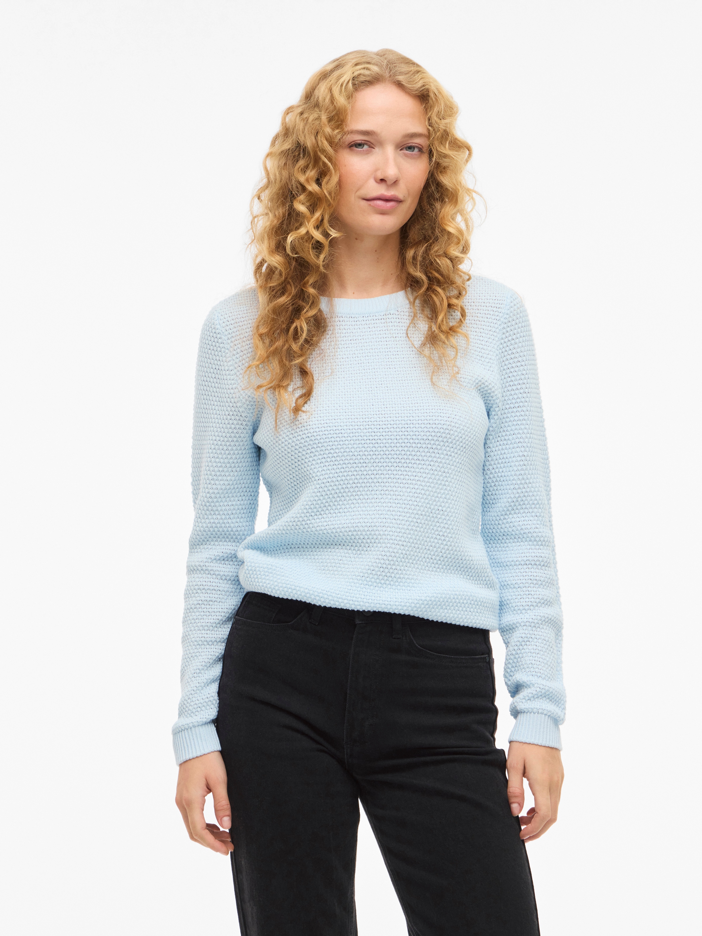 Vila Rundhalspullover »VIDALO O-NECK L/S KNIT TOP- NOOS« Baumwolle, regular fit
