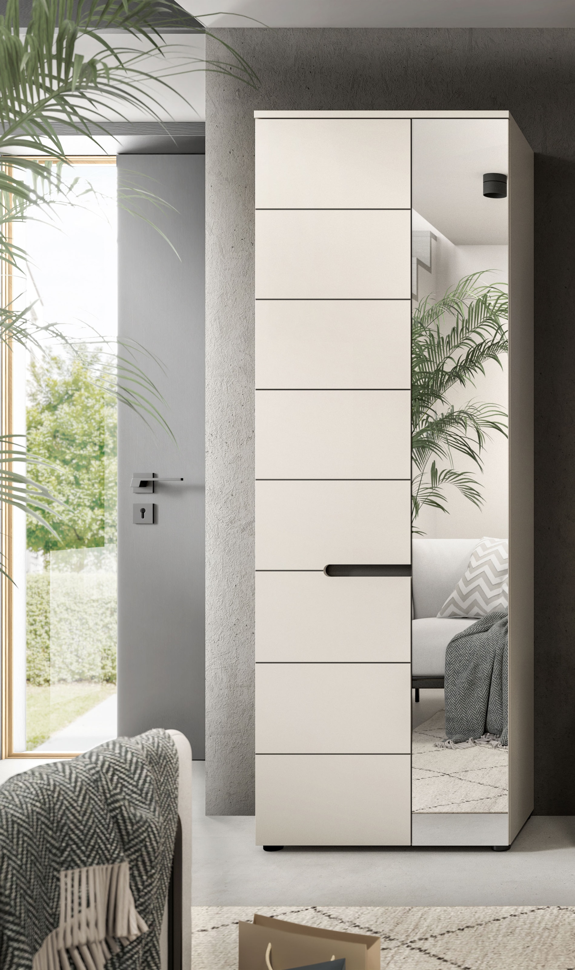 Home affaire Garderobenschrank »REHAT, TOPSELLER!, Höhe 190cm, 2 Türen, 6 Fächer, 1 Kleiderstange« in verschiedenen Farben erhältlich, 1 Stk. tlg. Garderobe, Flurschrank, Dielenschrank, Kleiderschrank, Garderobenmöbel