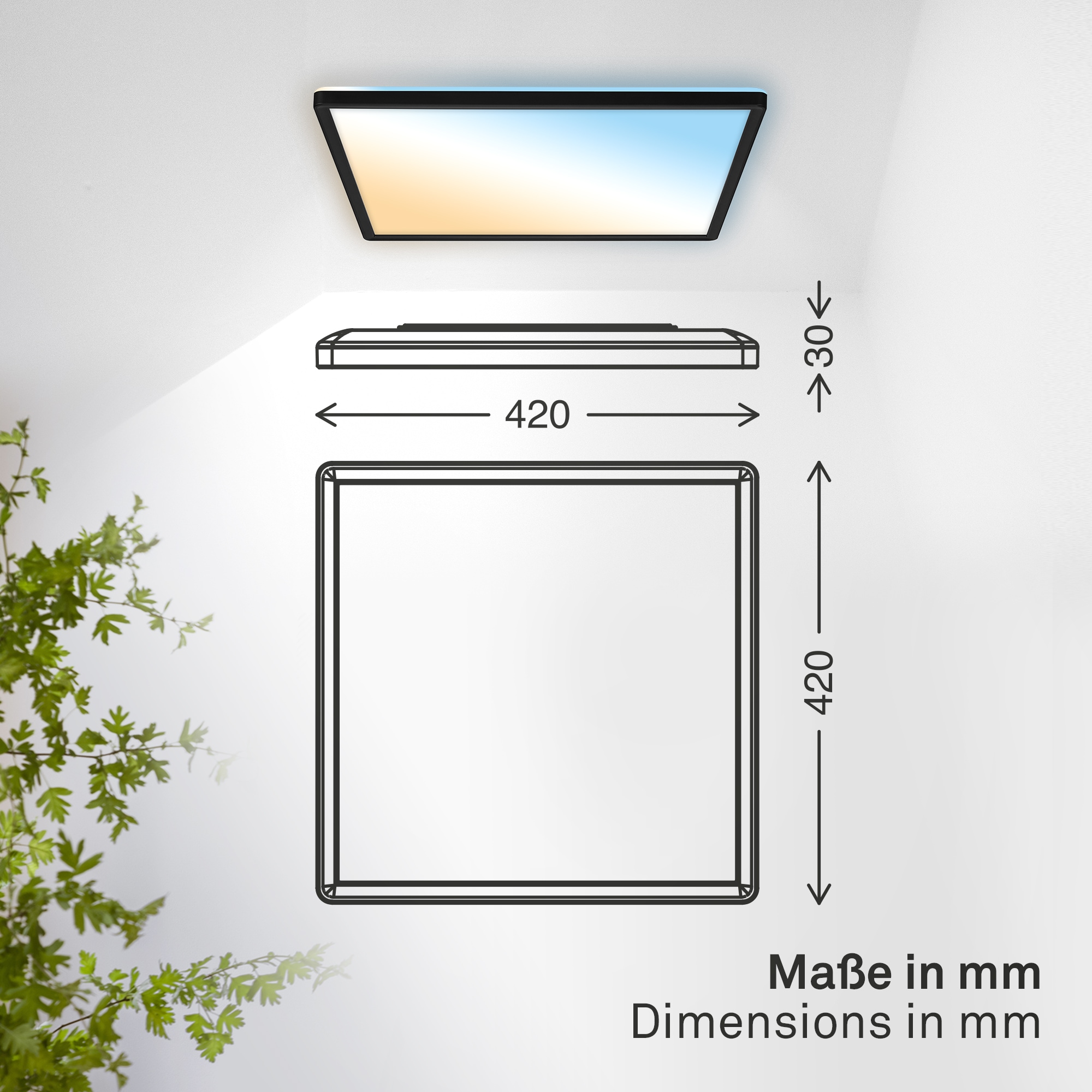 B.K.Licht LED Panel »SHALLOW« LED-Board 1 Stk. warmweiß - kaltweiß 42x42x3 cm, Badlampe, Badezimmer, Küche, Wohnzimmer