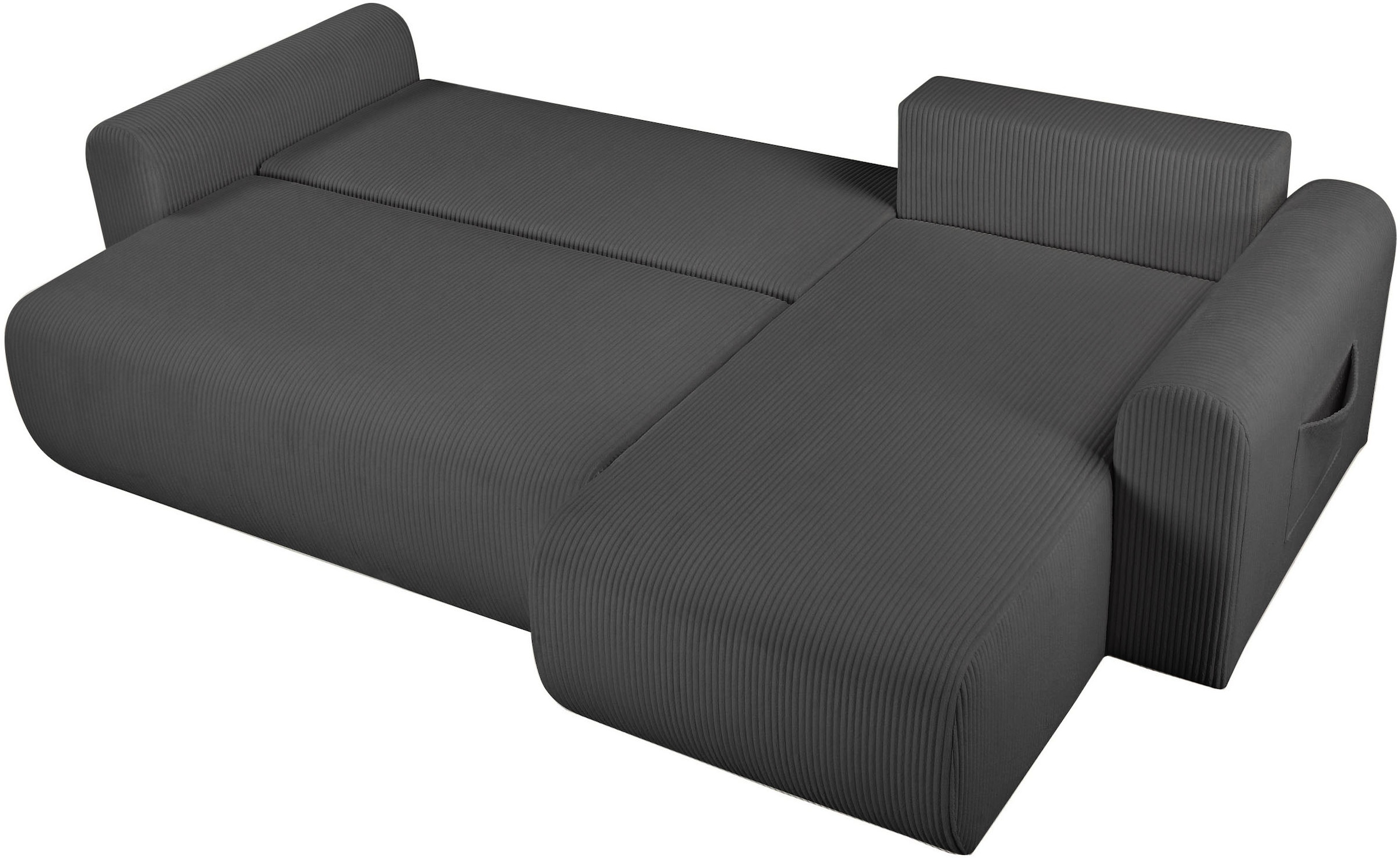 OTTO home Ecksofa »JONAA Cord L-Form, 241cm. OTTO. Verlässliche Qualität« Tonnentaschen-Federkern, Bettkasten, Schlafsofa (133/200)
