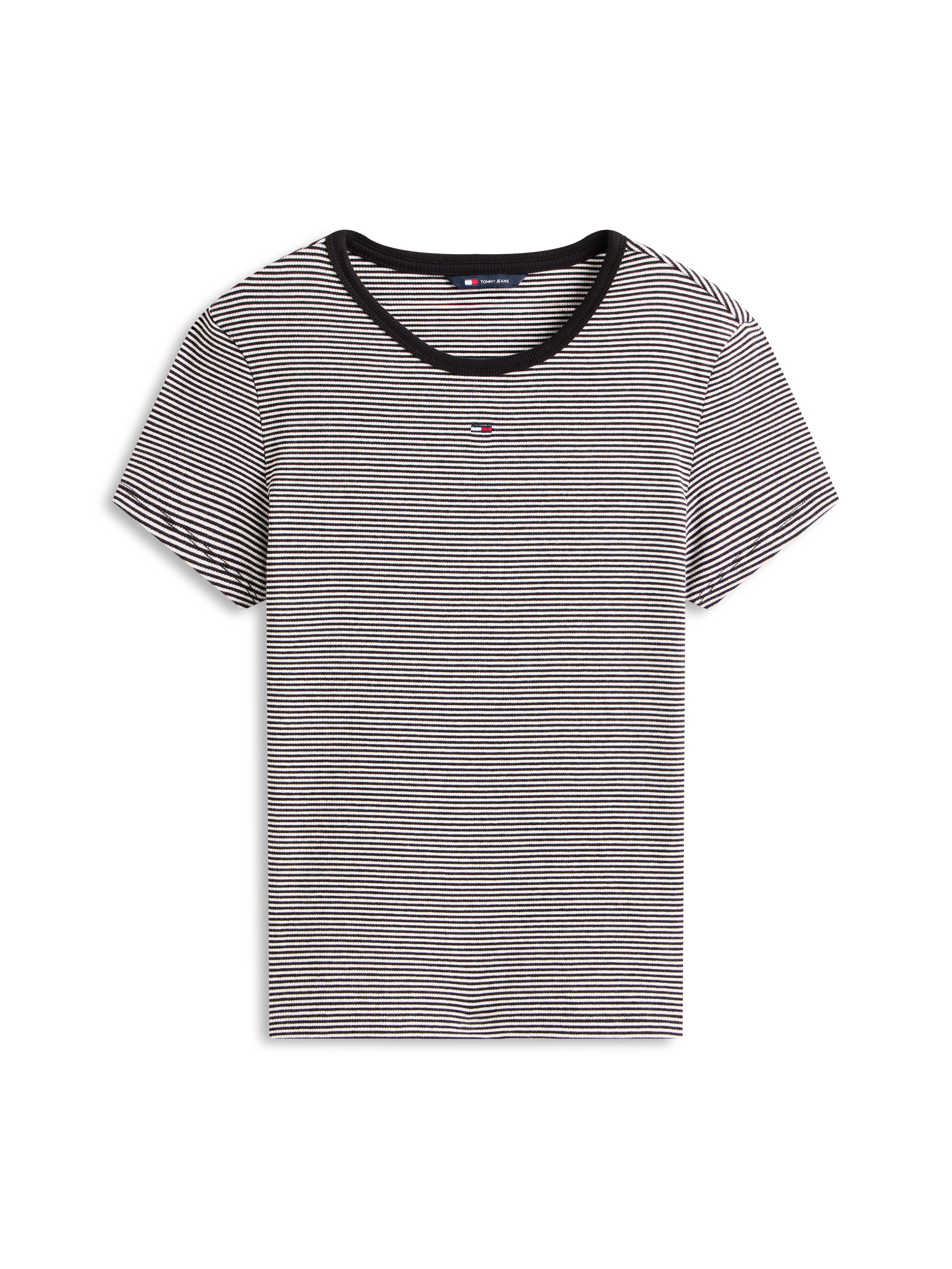 Tommy Jeans Kurzarmshirt »TJW ESSENTIAL RIB SHORT SLEEVE EXT« Baumwollmischung in gerippter Struktur, Slim Fit