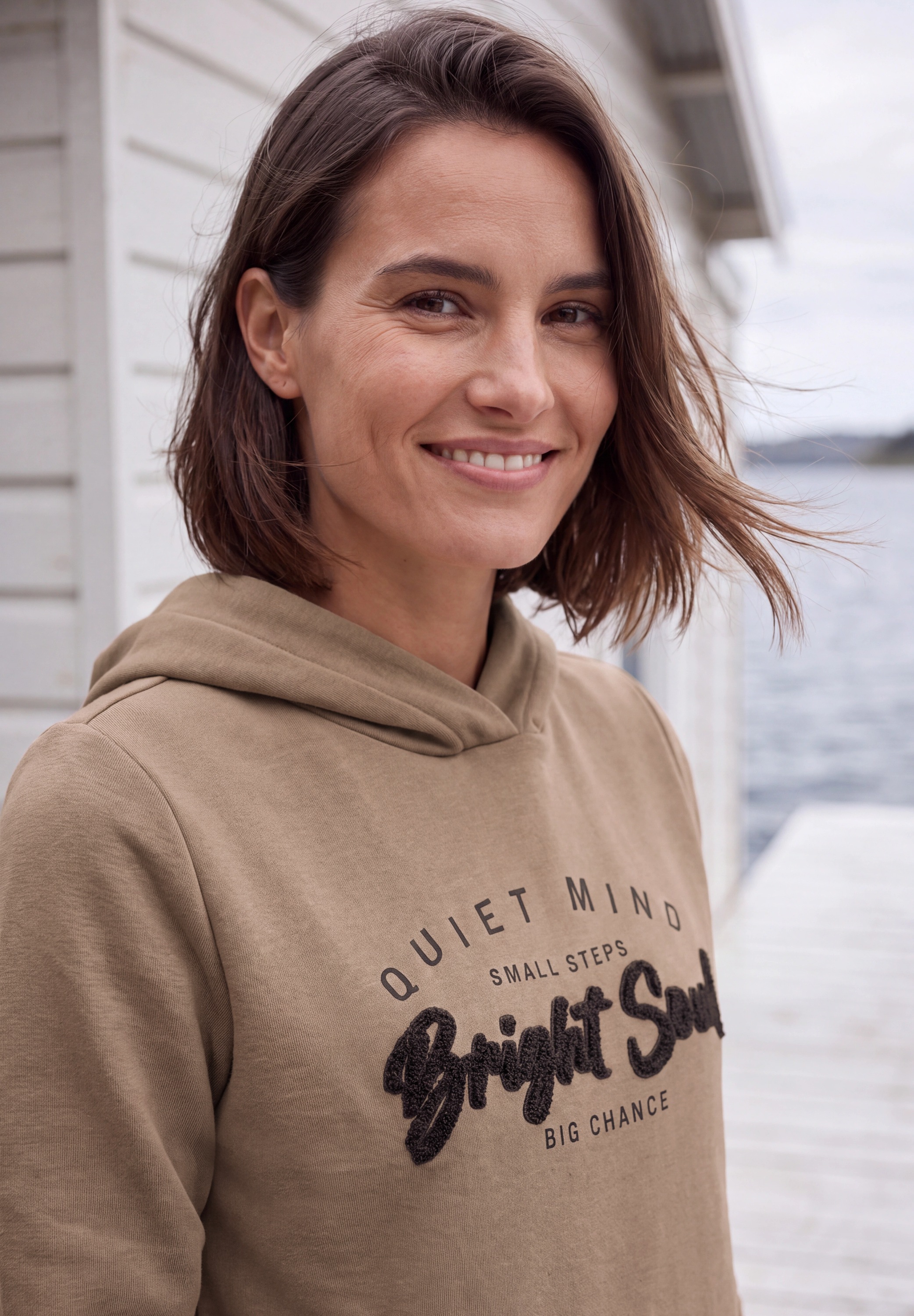 Cecil Kapuzensweatshirt , Hoodie mit Details in Rippstruktur
