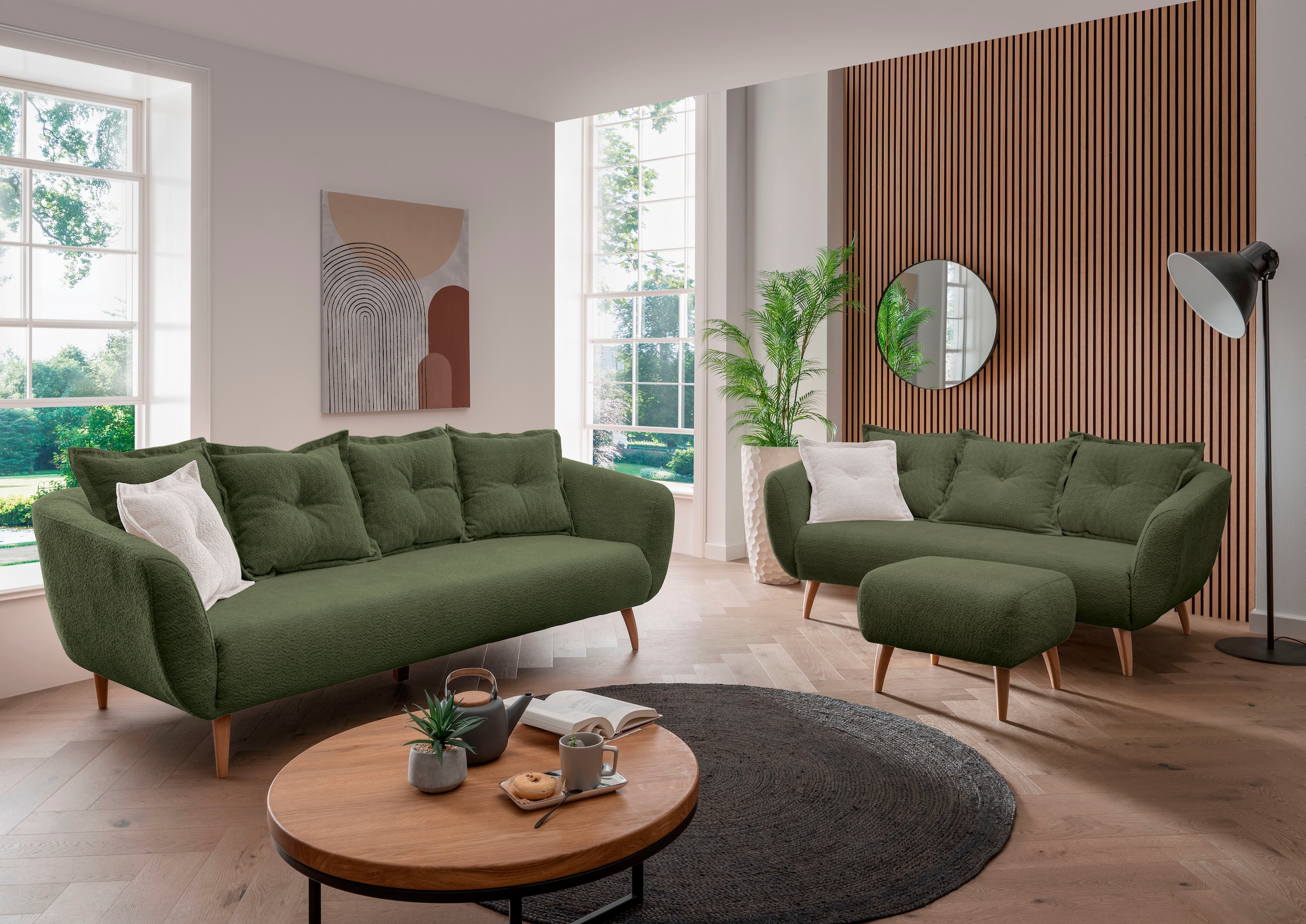 Home affaire 3-Sitzer »Baggio modern und romantisches Design, bequem«, Zierkissen inklusive