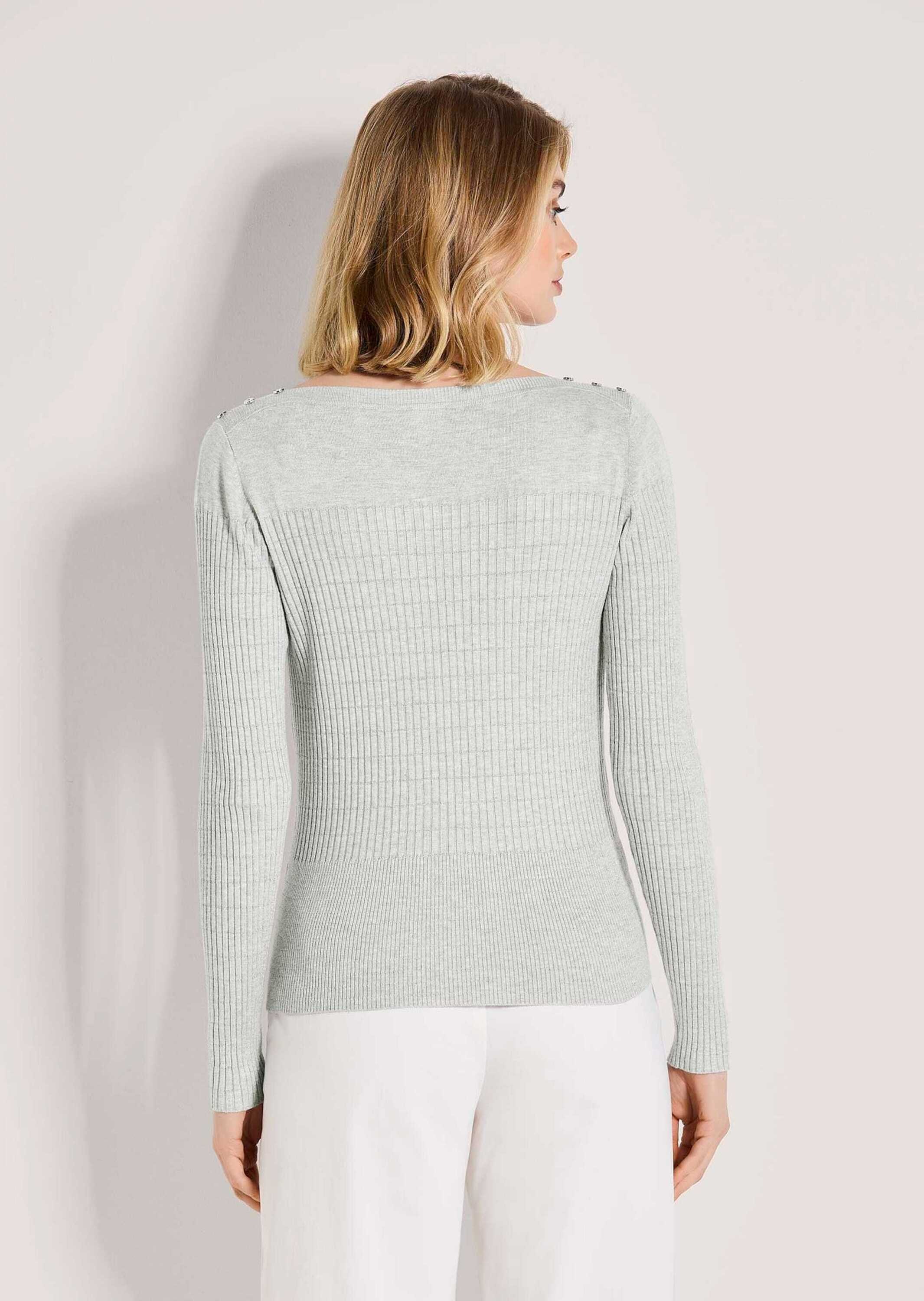 MADELEINE Longpullover »Strickpullover Glanzpullover mit Zierknöpfen« Schmuckknöpfe