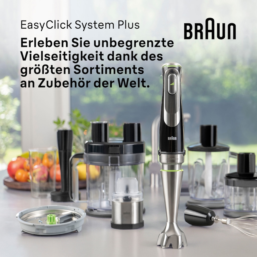 Braun Stabmixer »MQ 9147X MultiQuick 9«, 1200 W, Schneebesen, Mixeraufsatz, Zerkleinerer, Gemüsestampfer, 0,6l Behälter