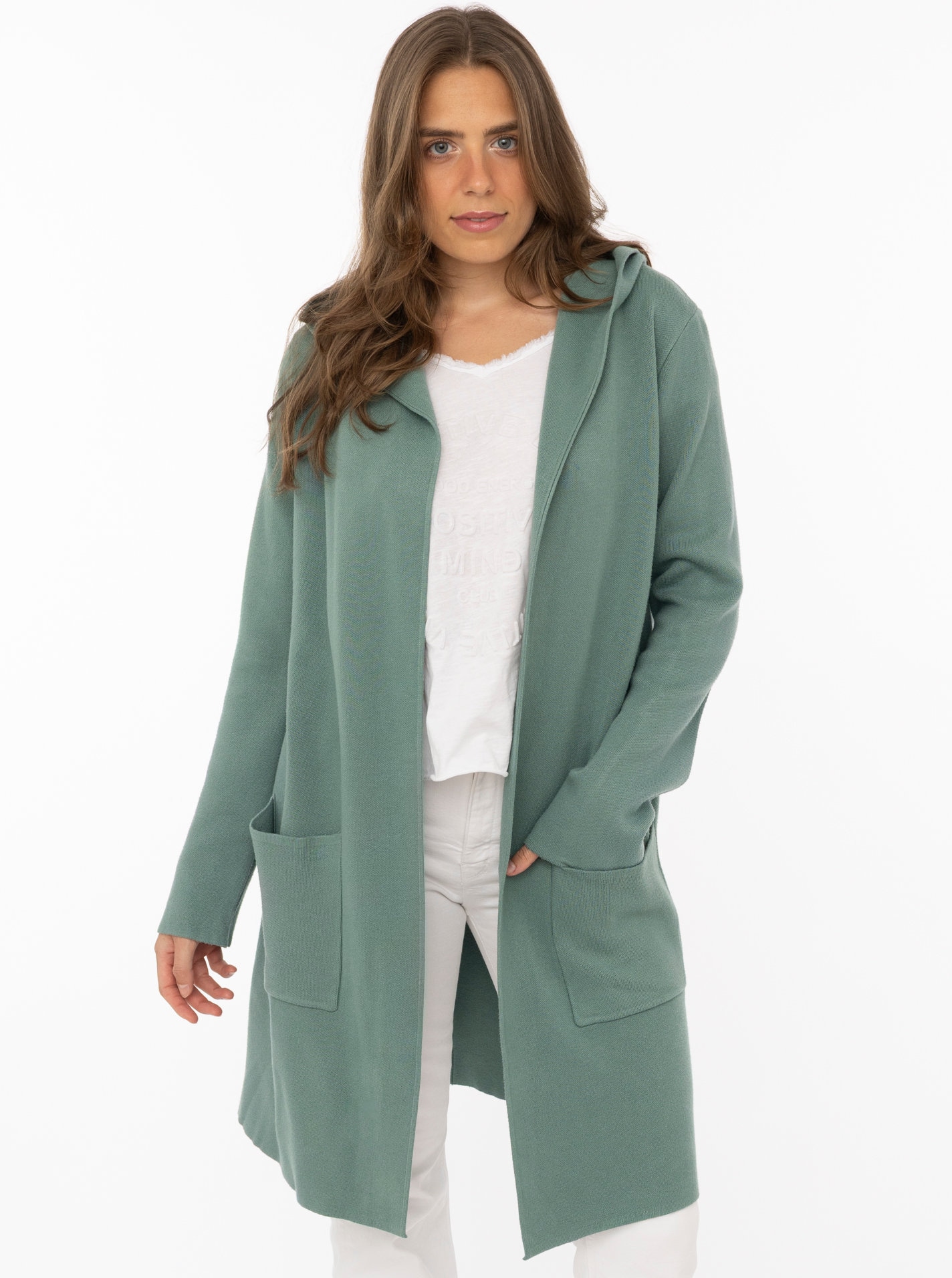 Zwillingsherz Cardigan Kapuze, Taschen, Langarm, ohne Verschluss