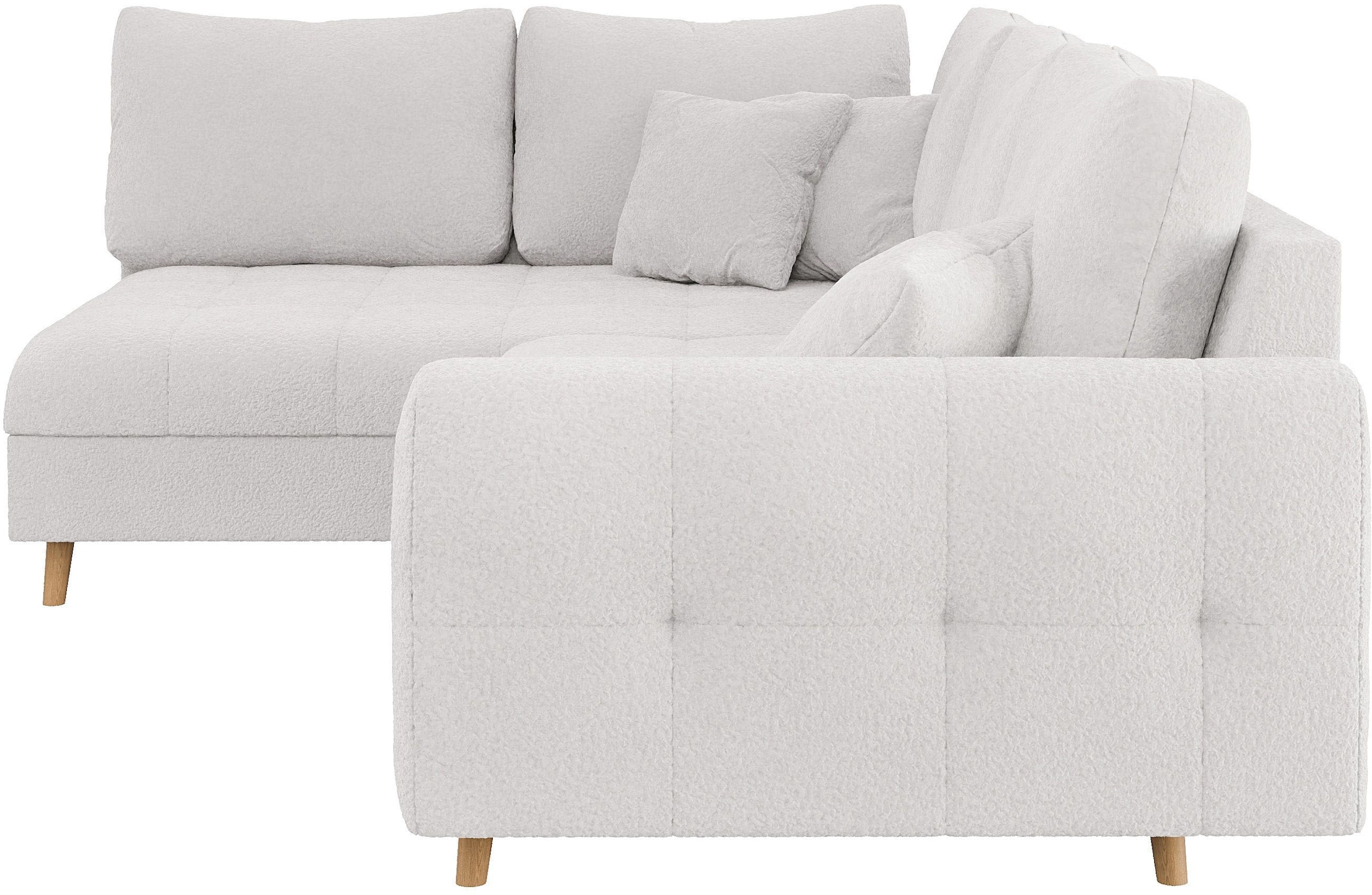 Home affaire Ecksofa »CHARRE L-Form mit Ottomane, Maße B/T/H: 231/161/81 cm«, feine Steppung, lose Rücken- und Zierkissen, auch in Cord und Bouclé