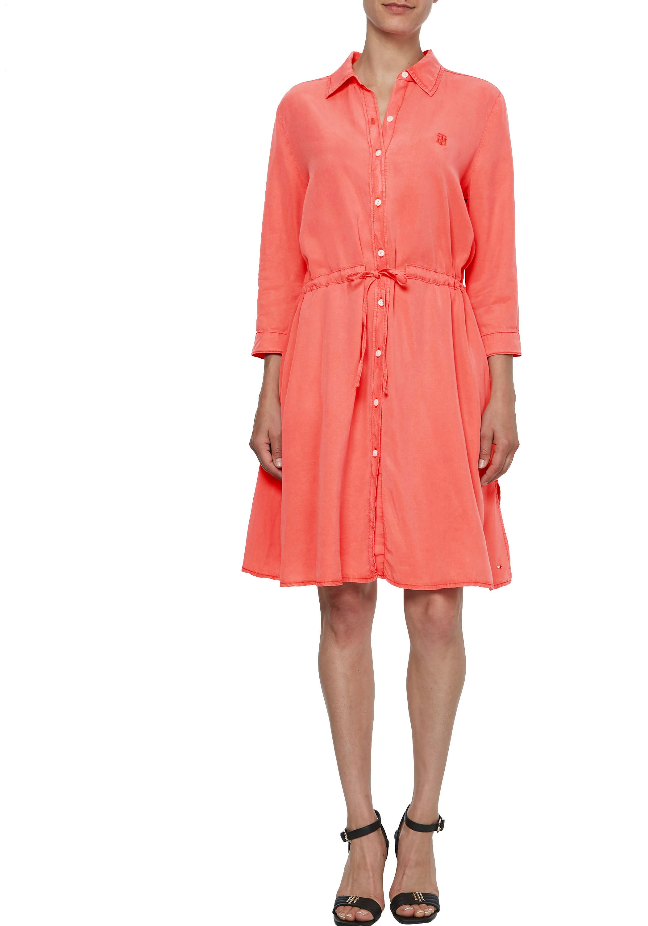 Tommy Hilfiger Hemdblusenkleid »TENCEL GMD KNEE SHIRT DRESS 3/4«, mit Tommy Hilfiger Monogramm