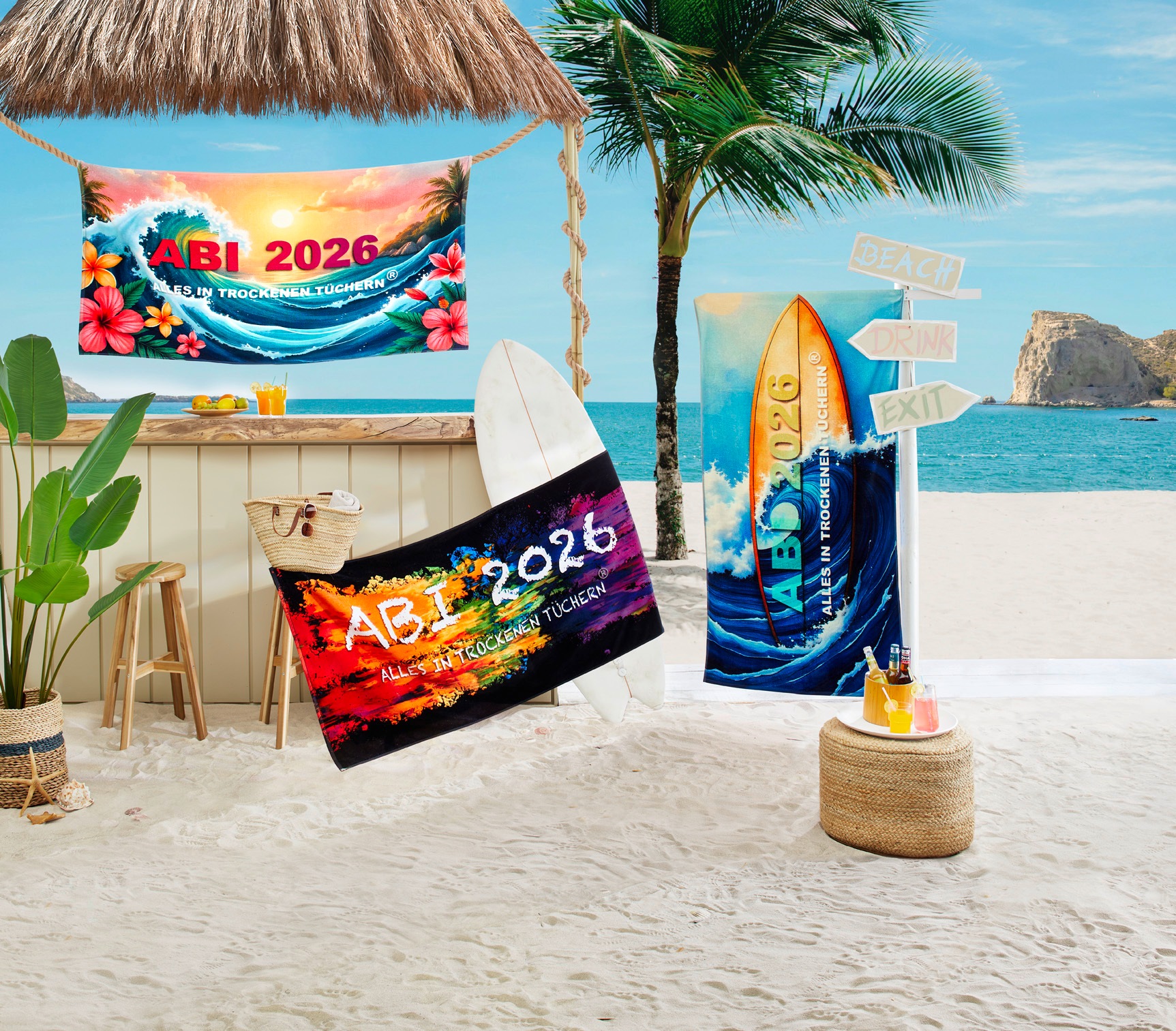 Egeria Strandtuch »ABI 2026« 75x150 cm, "ABI 2025-Alles in trockenen Tüchern", Velours