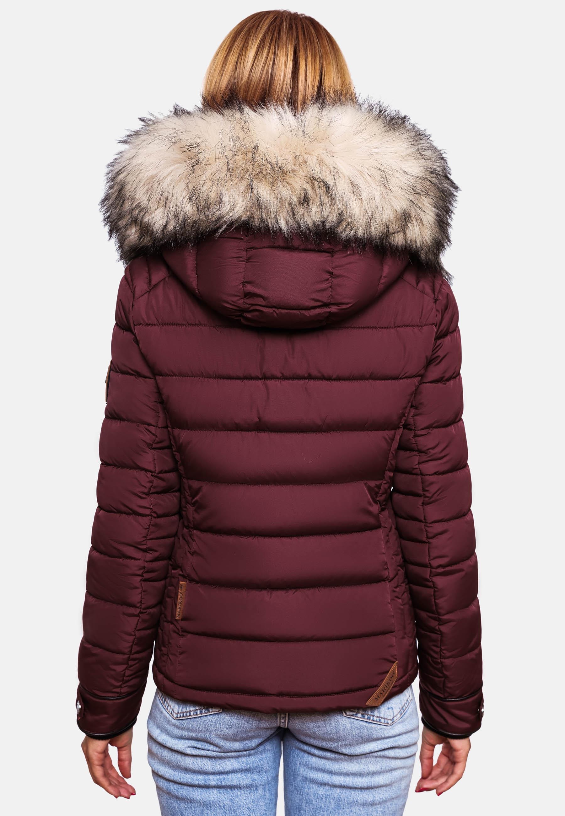 Marikoo Winterjacke »Winterjacke Lerikaa«, mit Kapuze, Winter Steppjacke mit abnehmbarem Kunstfell