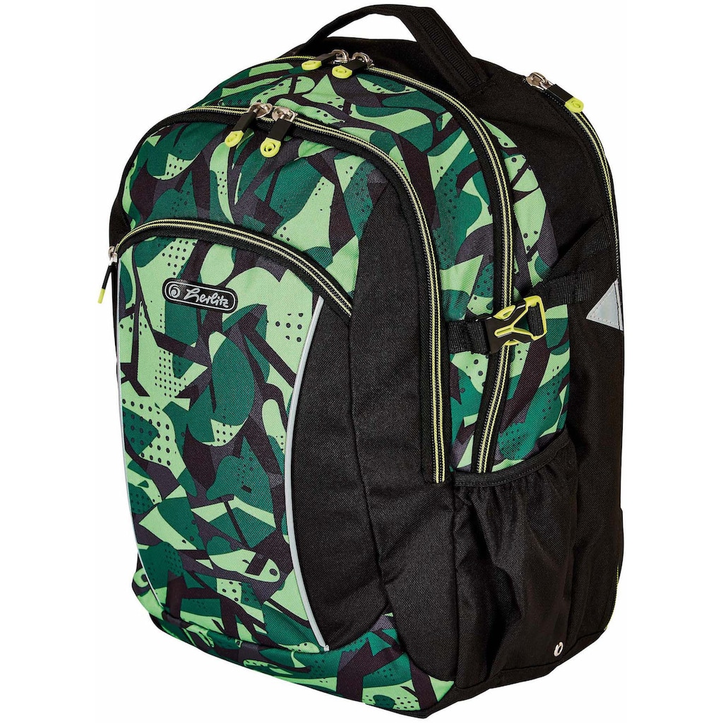 Herlitz Schulrucksack »Ultimate, Camo«, Floureszierende Flächen-reflektierende Streifen auf den Schultergurten