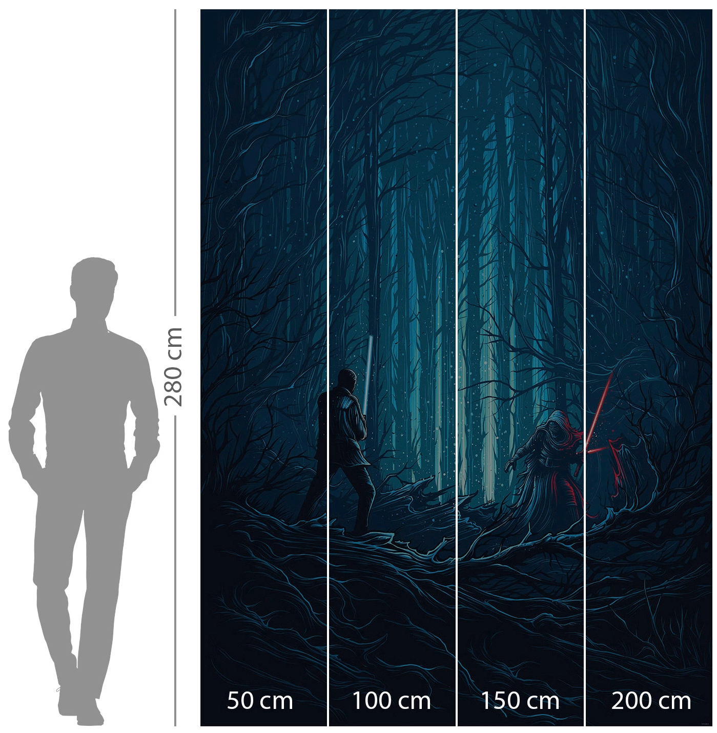 Komar Vliestapete »Digitaldruck Vlies - Star Wars Wood Fight - Größe 200 x 280 cm«, bedruckt, Kinderzimmer