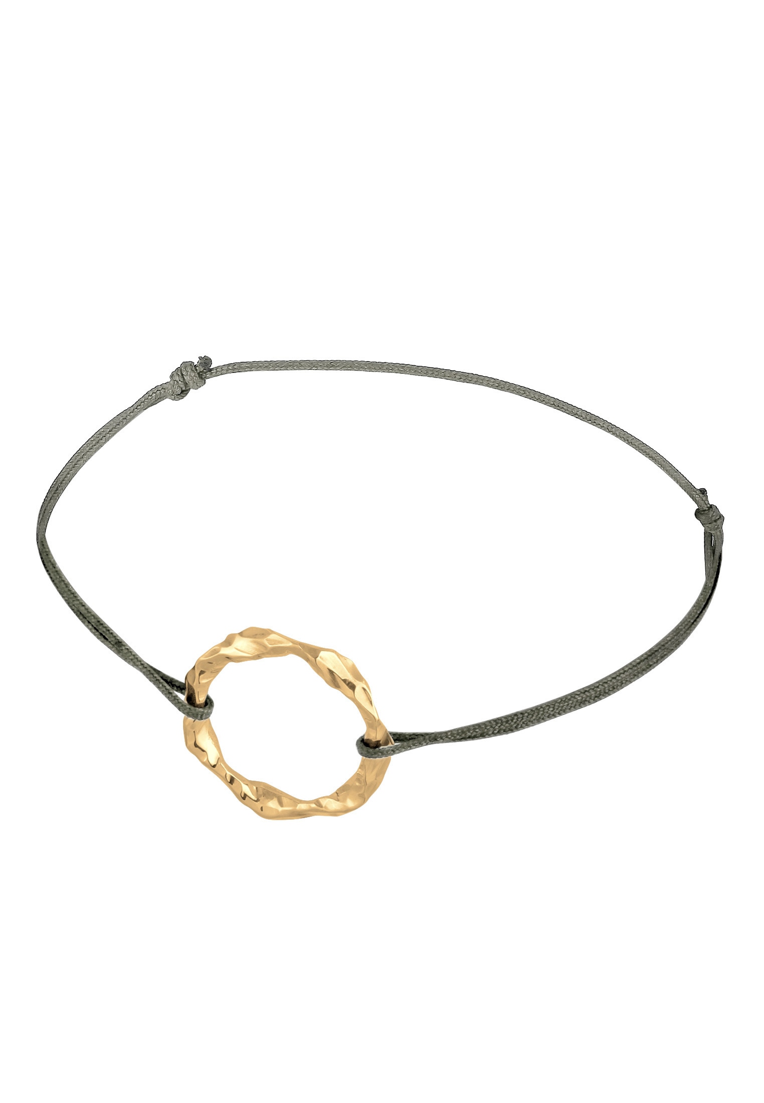 Elli Armkette »Armband Kreis Design Grau Nylon 925 Sterling Silber vergoldet«