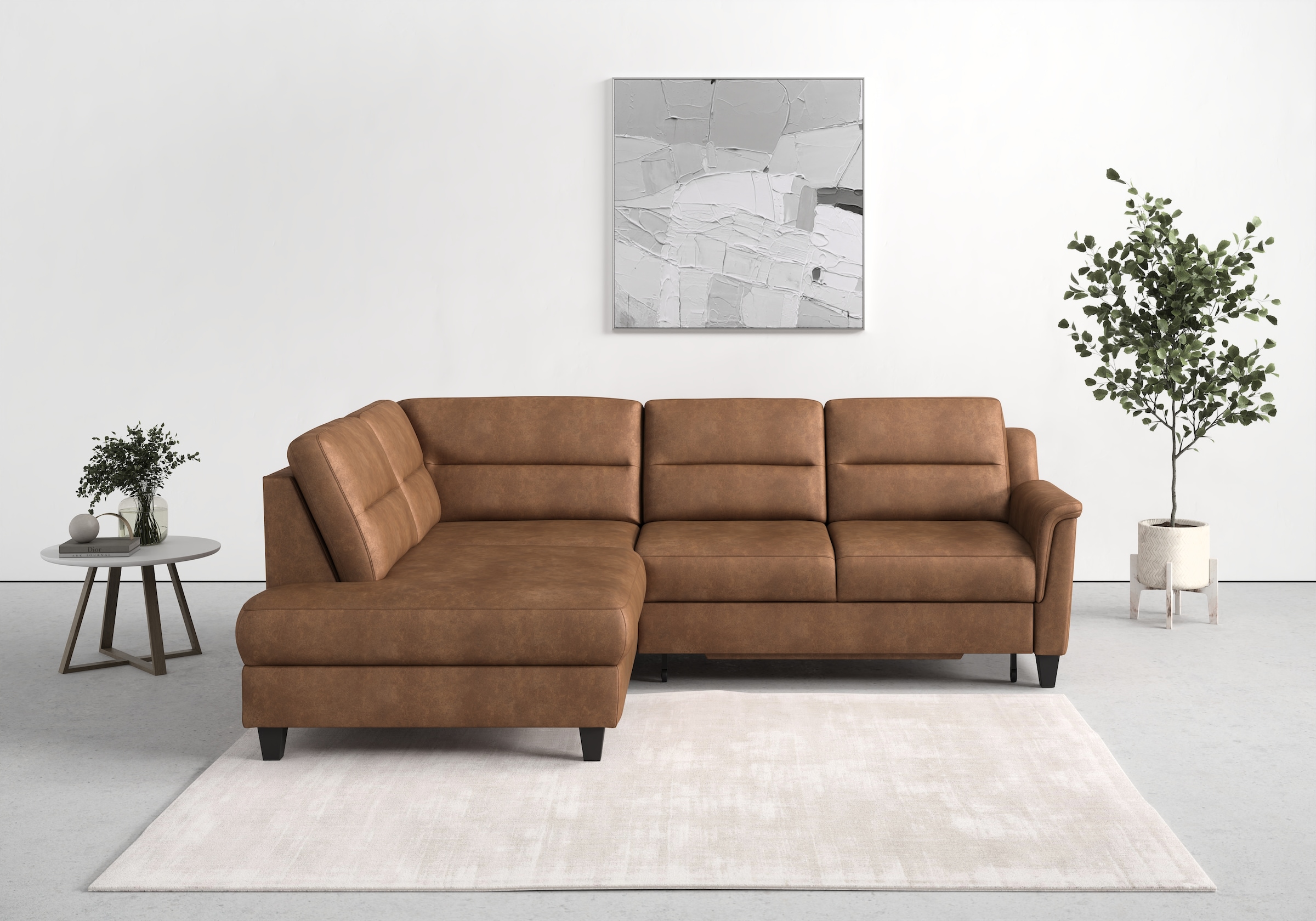 sit&more Ecksofa »Farö L-Form«, inklusive Federkern, wahlweise mit Bettfunktion und Bettkasten