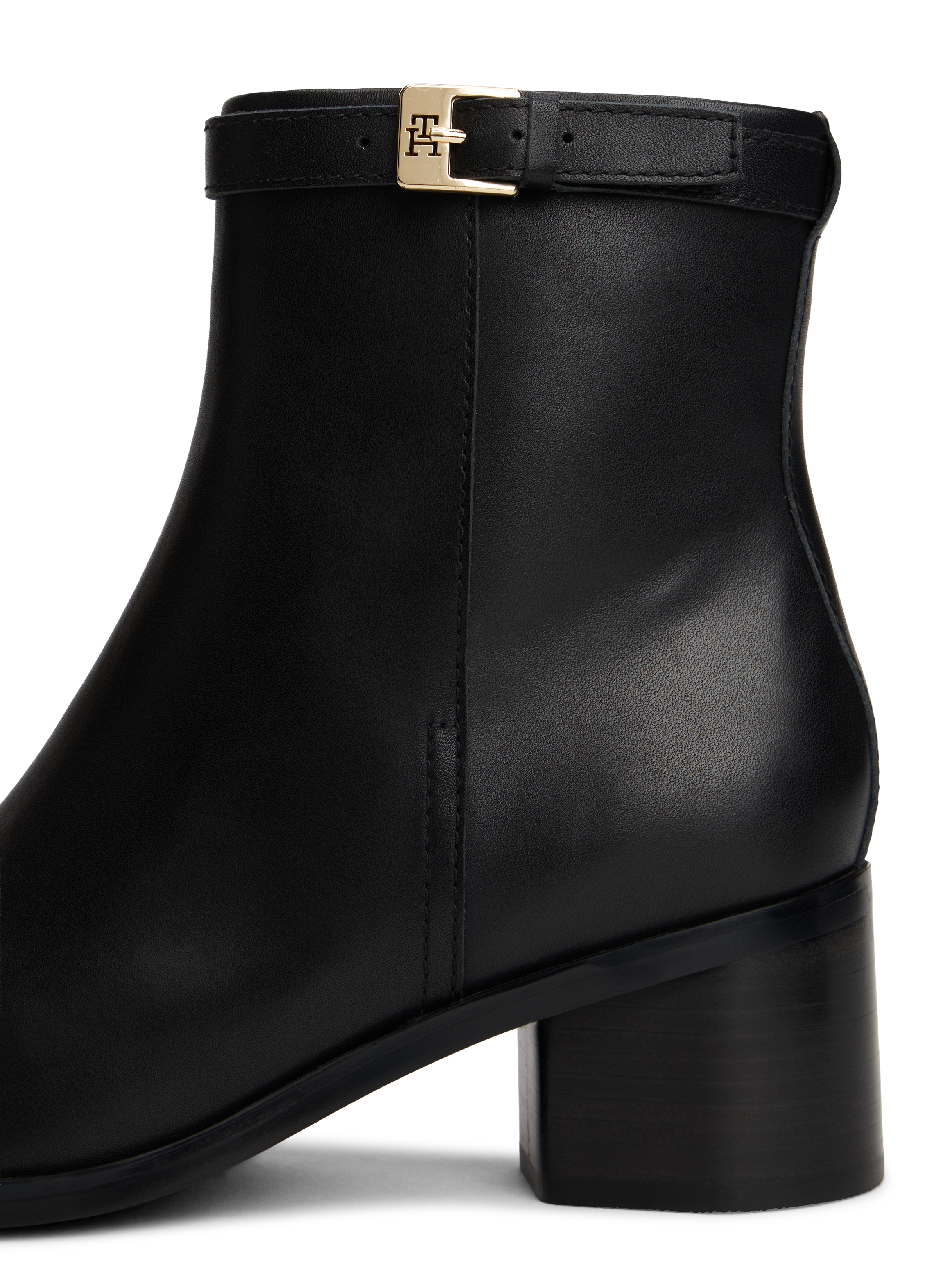 Tommy Hilfiger Stiefelette »TH BUCKLE RIDING MID HEEL BOOTIE«, Blockabsatz, Businesschuh in schmaler Form