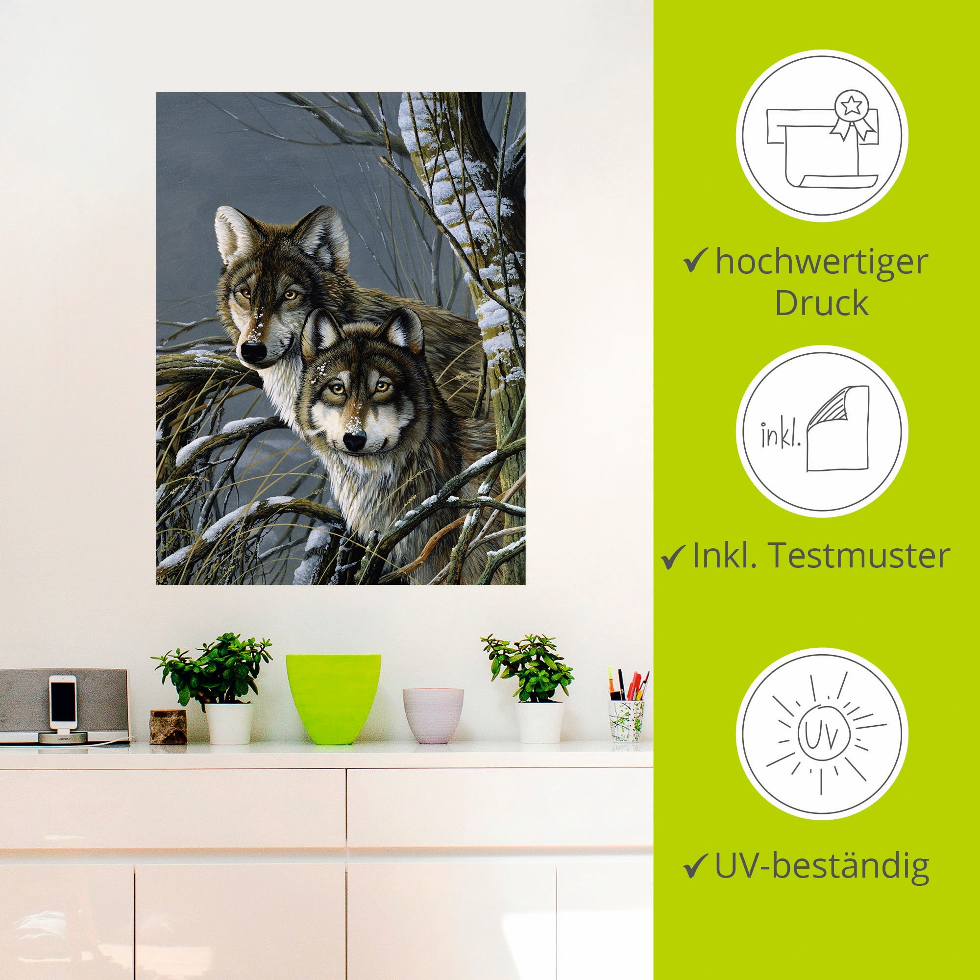 Artland Wandfolie »Zwei Wölfe«, Wildtiere, (1 St.), selbstklebend