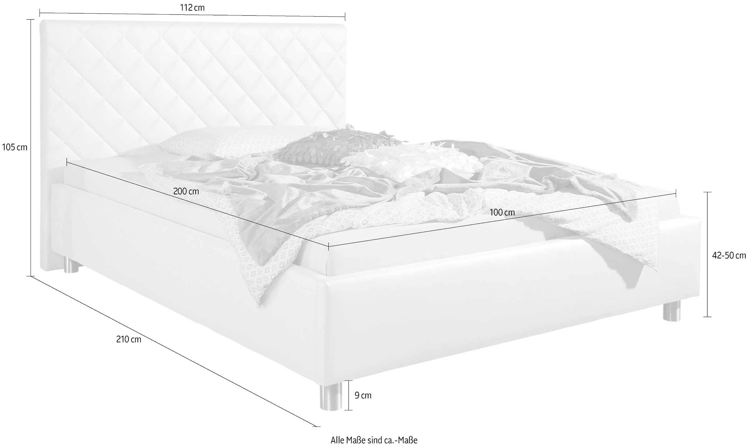 Maintal Polsterbett »Bloomington« Bettseiten zerlegt, ohne Bettkasten