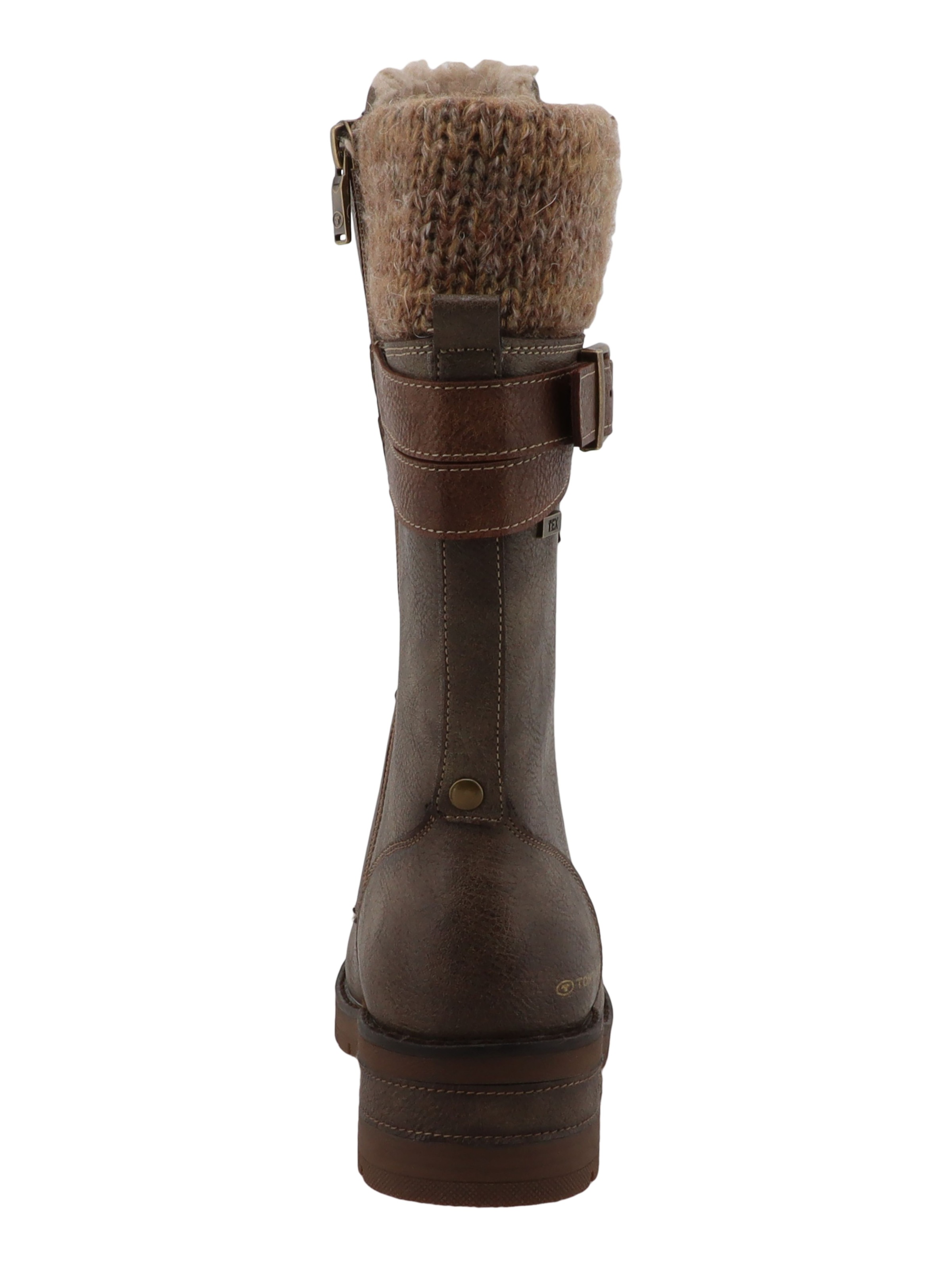TOM TAILOR Winterstiefel  Blockabsatz, Schnürstiefel mit modischem Strickkragen