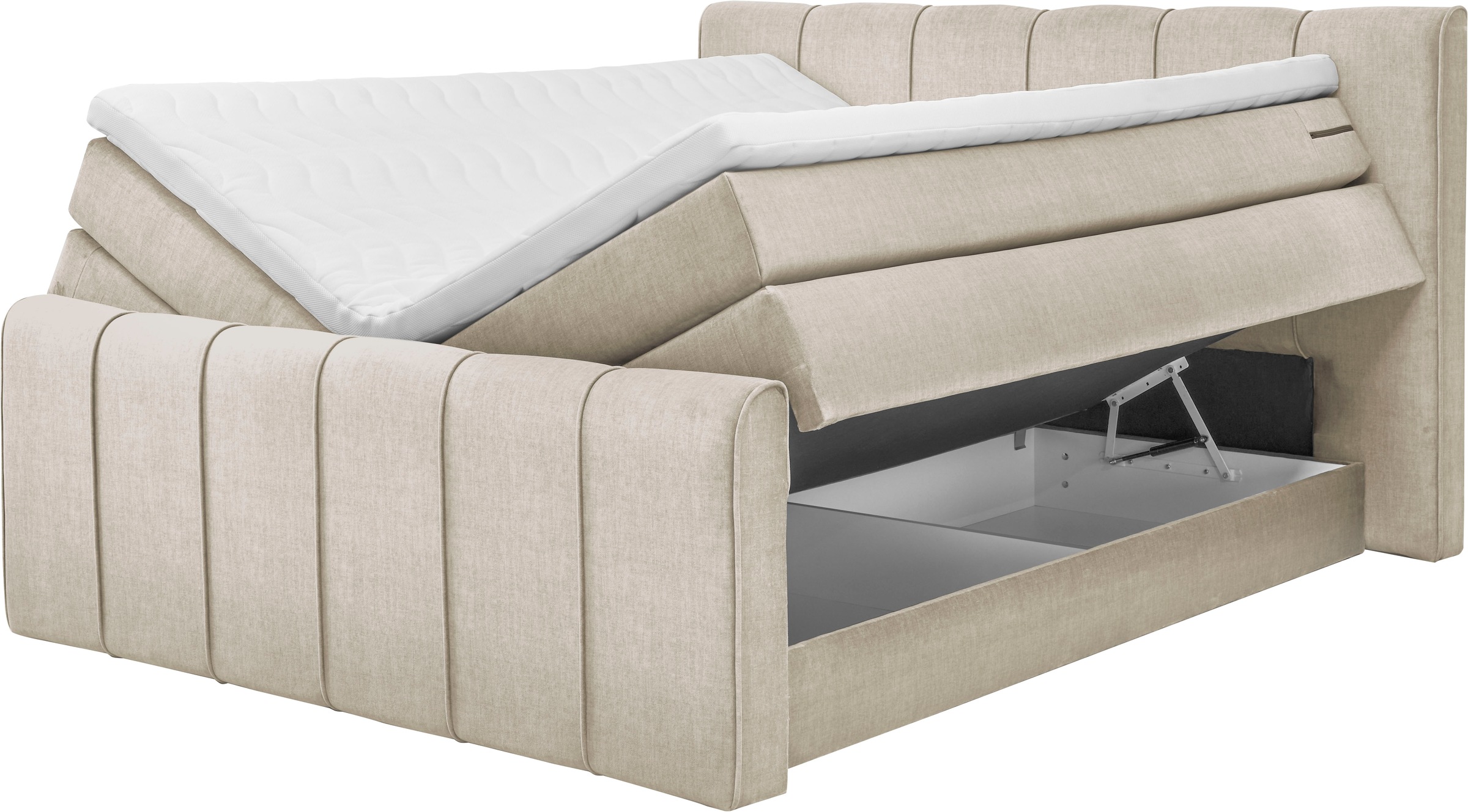 set one by Musterring Boxspringbett »Fairfield«, mit Bettkasten, Kopfteil mit Keder, Breite 160 cm oder 180 cm