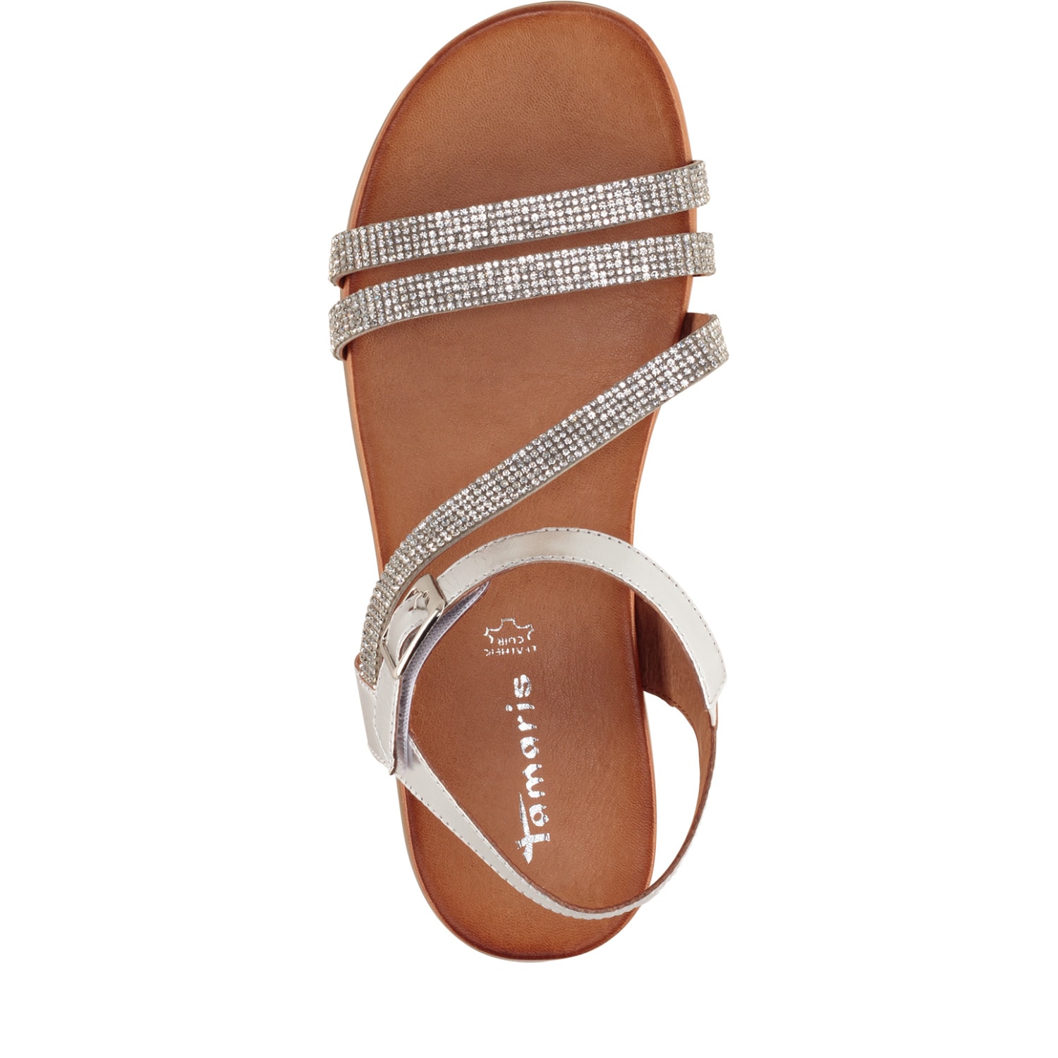Tamaris Riemchensandale  Sommerschuh, Sandalette mit Besatz aus Schmucksteinchen