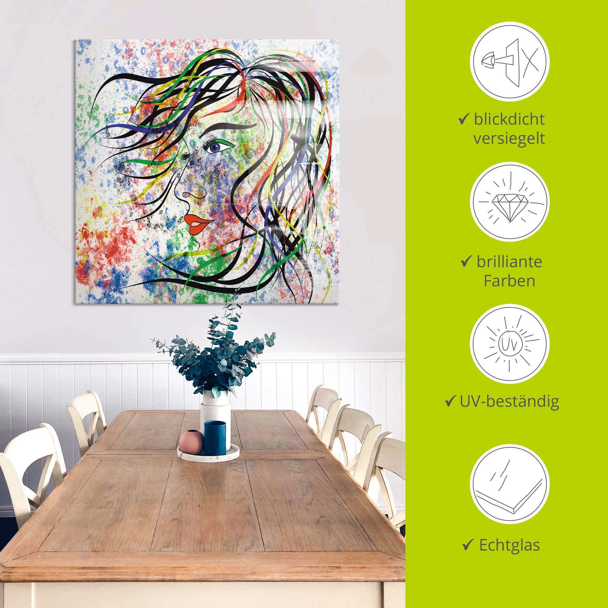 Artland Glasbild »Modern Porträt«, Frau, (1 St.), in verschiedenen Größen