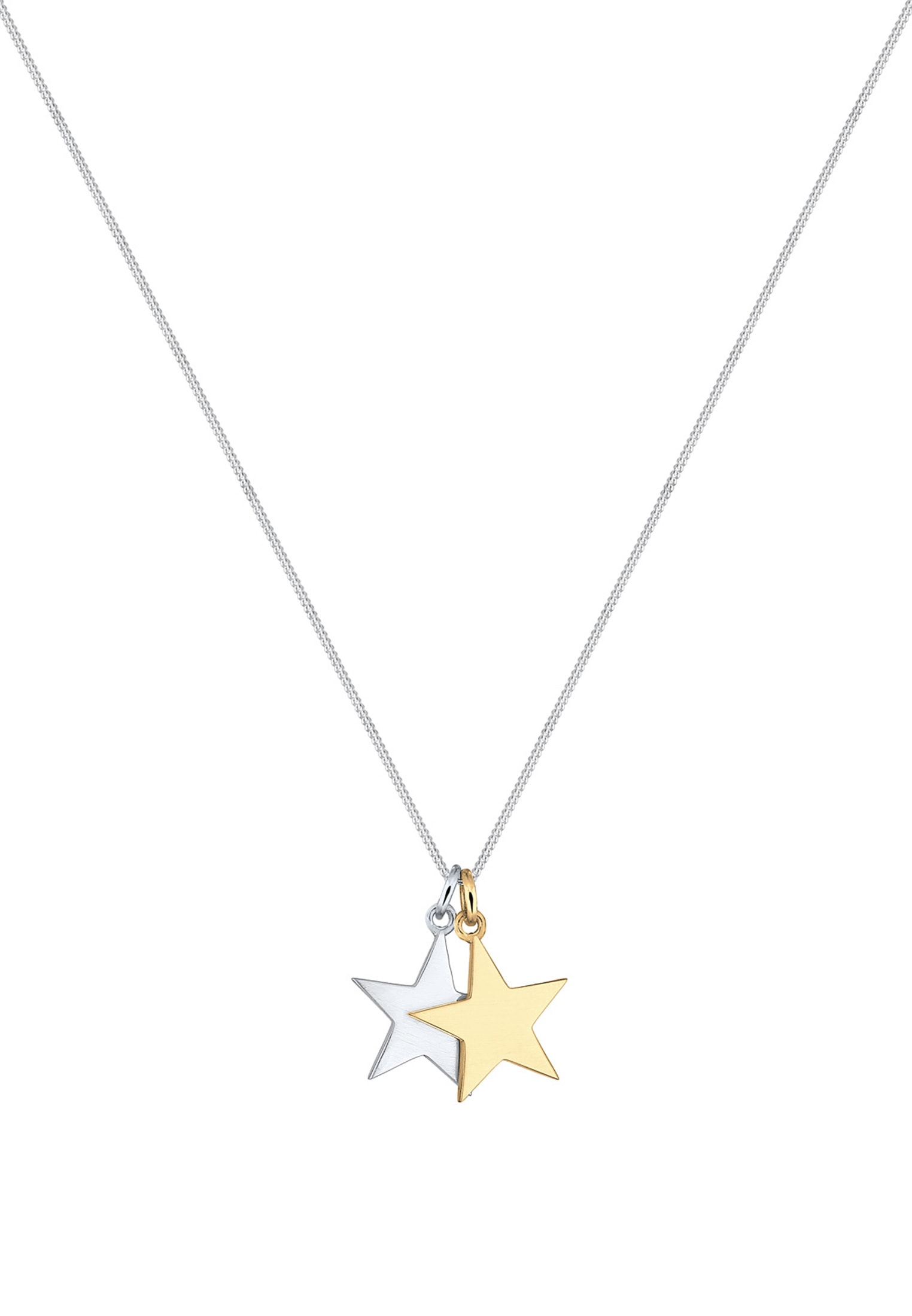 Elli Kette mit Anhänger »Halskette Anhänger Stern Bicolor 925 Sterling Silber vergoldet«