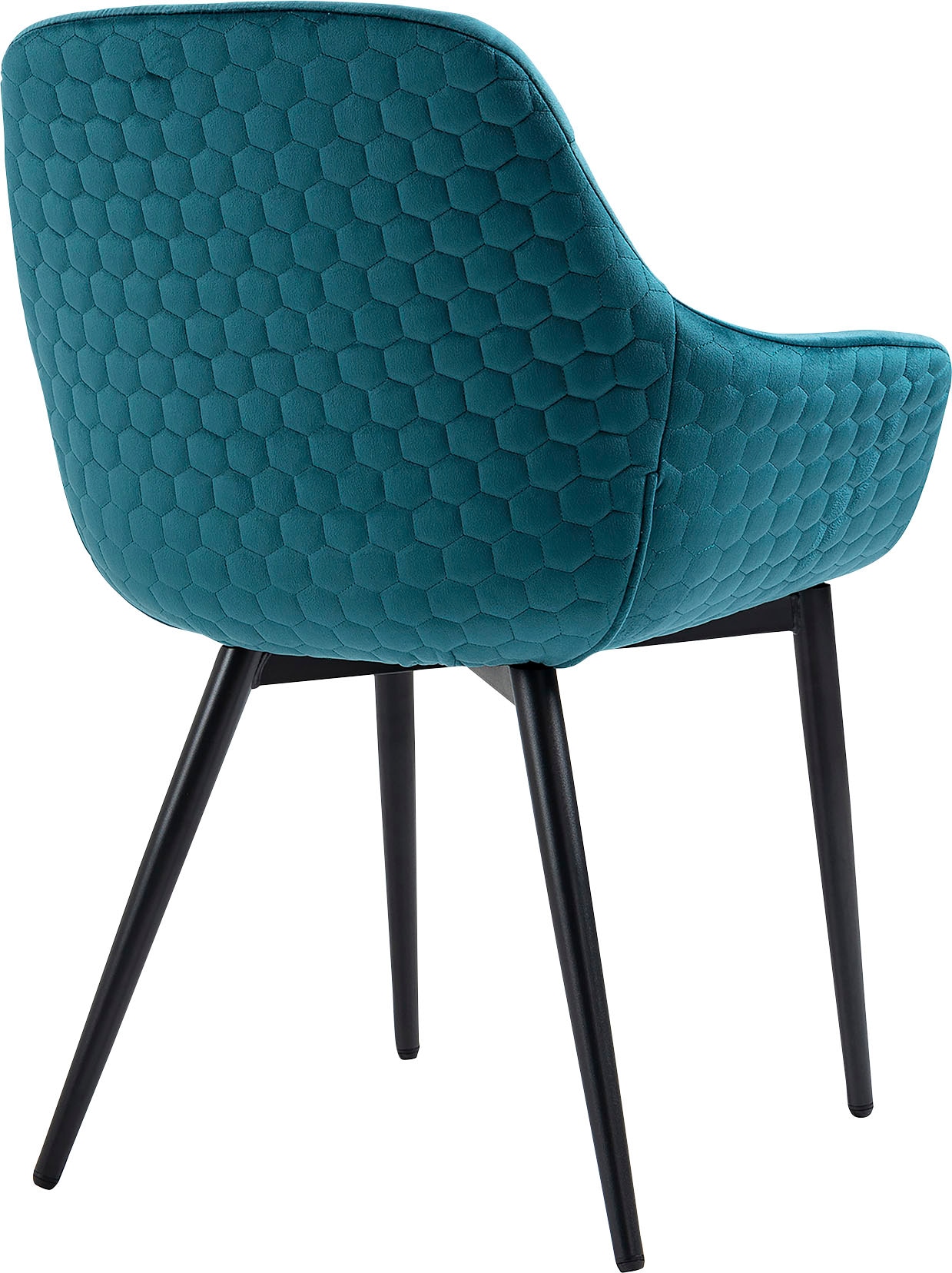 SalesFever Armlehnstuhl »Stilvoller Esszimmerstuhl für Komfort« () Esszimmerstuhl, Wabensteppung aussen, Quersteppung innen, Metallfüße