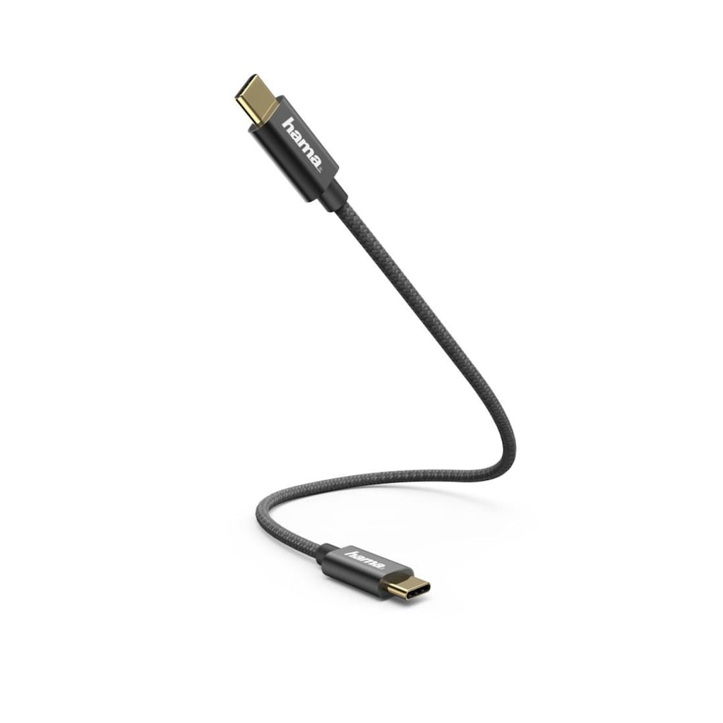 Hama USB-Kabel »Lade-/Datenkabel, USB-C - USB-C, 0,2 m, Schwarz, USB-Kabel«, 20 cm