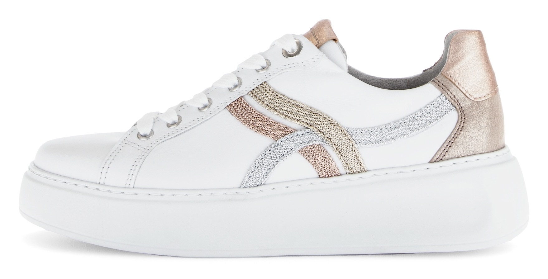 Gabor Plateausneaker »FLORENZ«, Freizeitschuh, Halbschuh, Schnürer, Kontrastbesätze, Weite G (=weit)