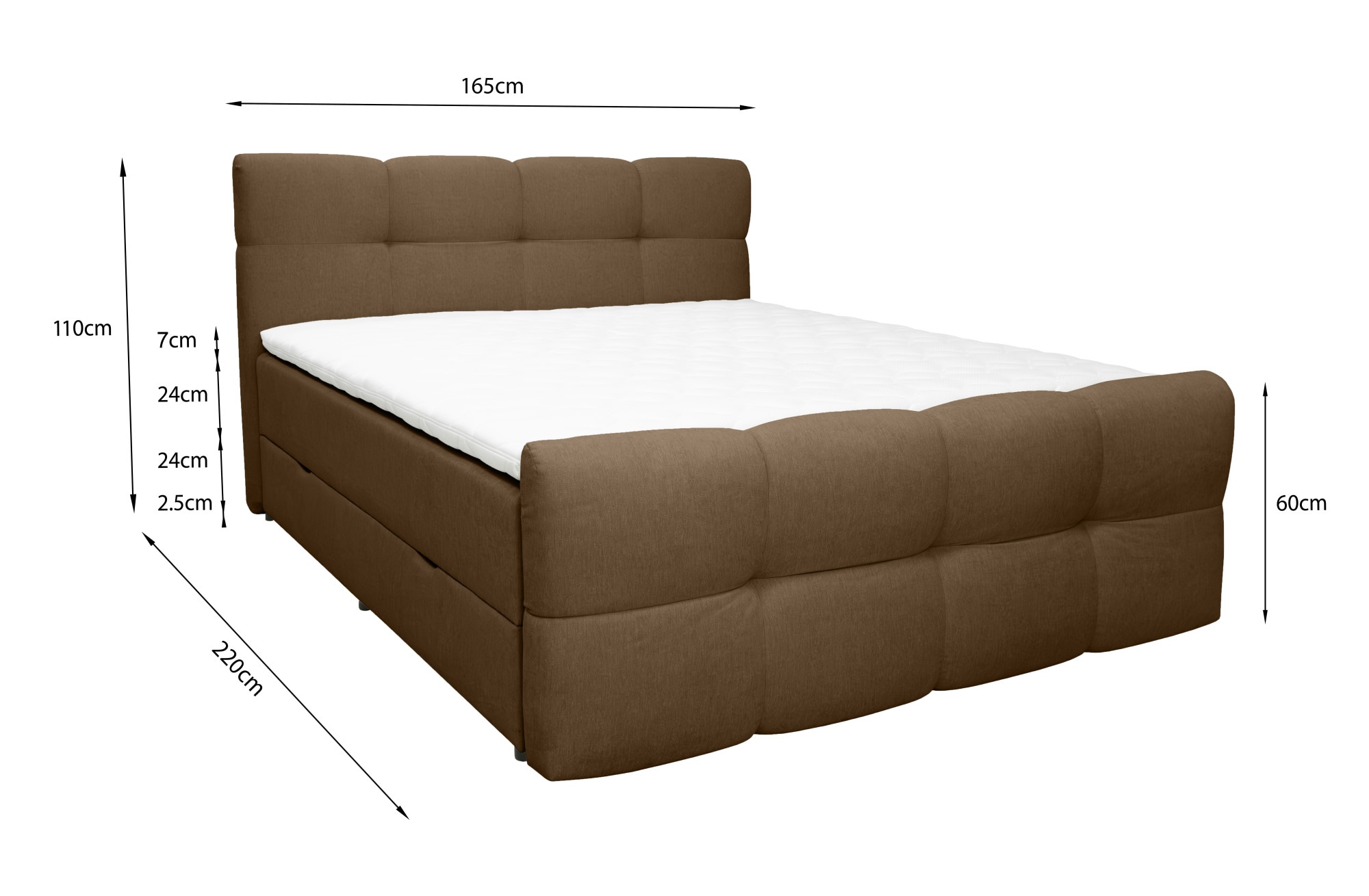 OTTO home Boxspringbett »HARRY, Doppelbett, Polsterbett, Federkernbett, 160, 180 cm« Boxbett: 5-Z-Taschenfederkern im Unterbau, Härtegrad 3, inkl. Topper