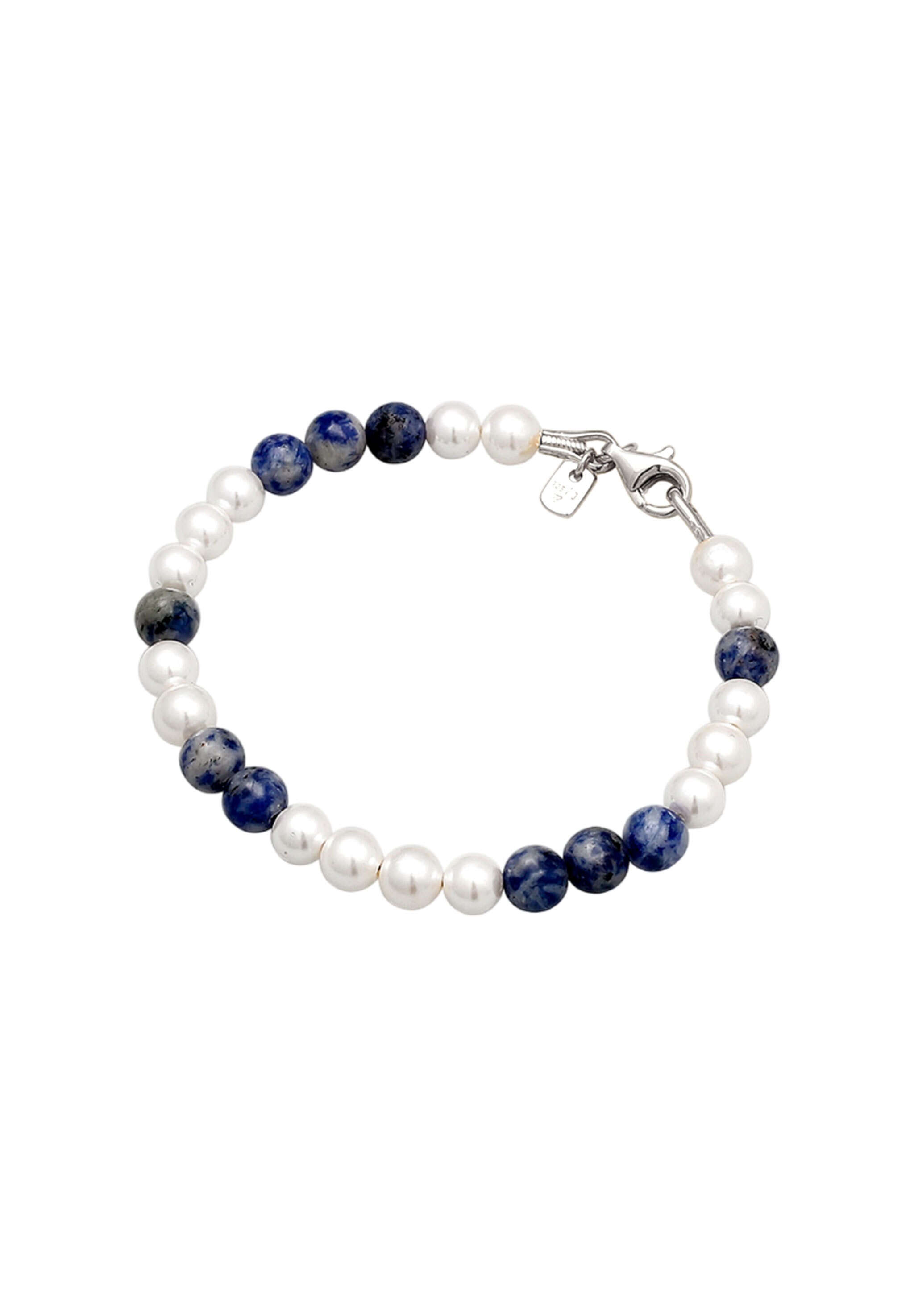 Kuzzoi Armkette »Armband Perlen Achat Blau 925 Sterling Silber vergoldet«