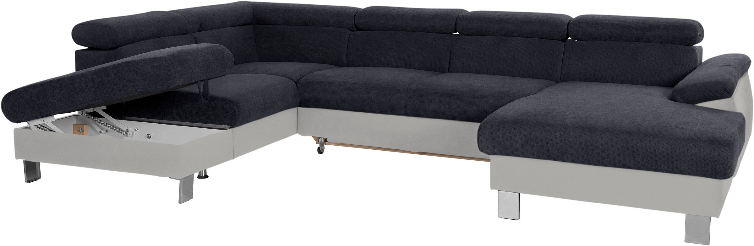 COTTA Wohnlandschaft »Komaris U-Form, B: 320 cm«, mit Kopfteilverstellung, optional Bettfunktion, Bettkasten & Licht