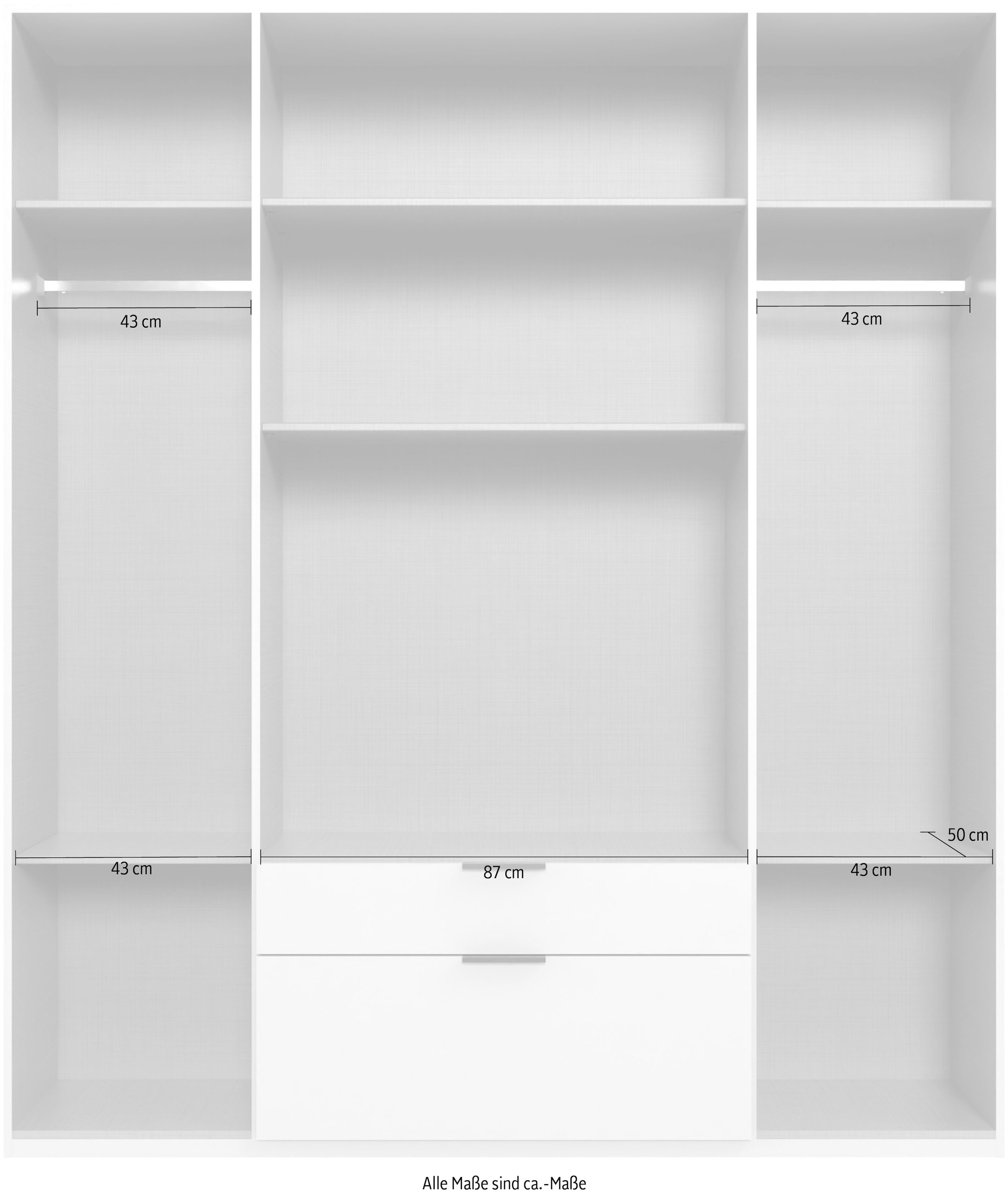 Wimex Drehtürenschrank »Mugano, 135 oder 180cm breit, 208 oder 236cm hoch, Made in Germany«, (mit langen Griffstangen aus Metall), wahlweise mit oder ohne Spiegel, mit Schubladen