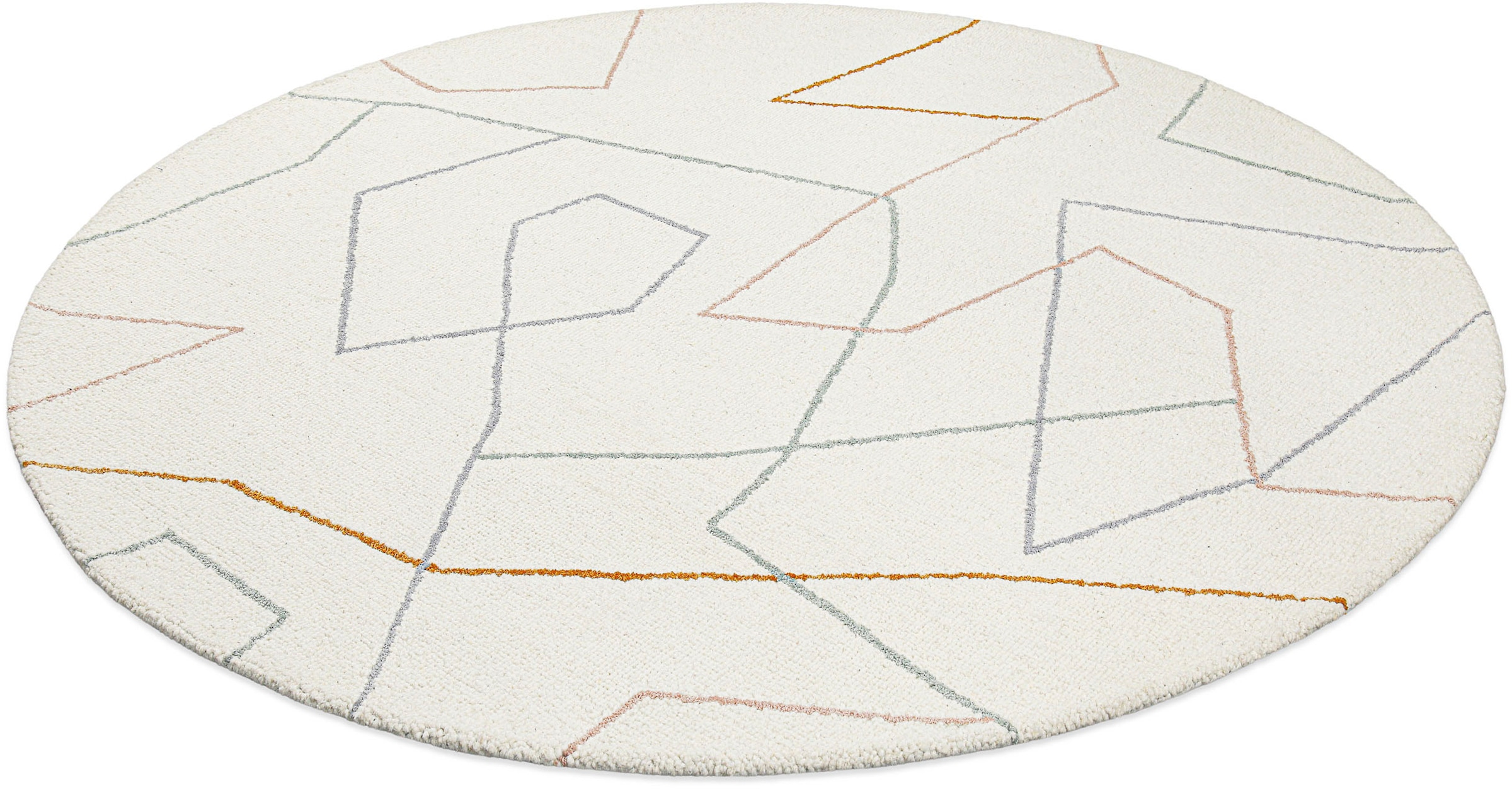 Wecon home Teppich »Nox« rund 6 mm Höhe Wollteppich, abstrakt, hochwertig, handgetuftet, robust, modern