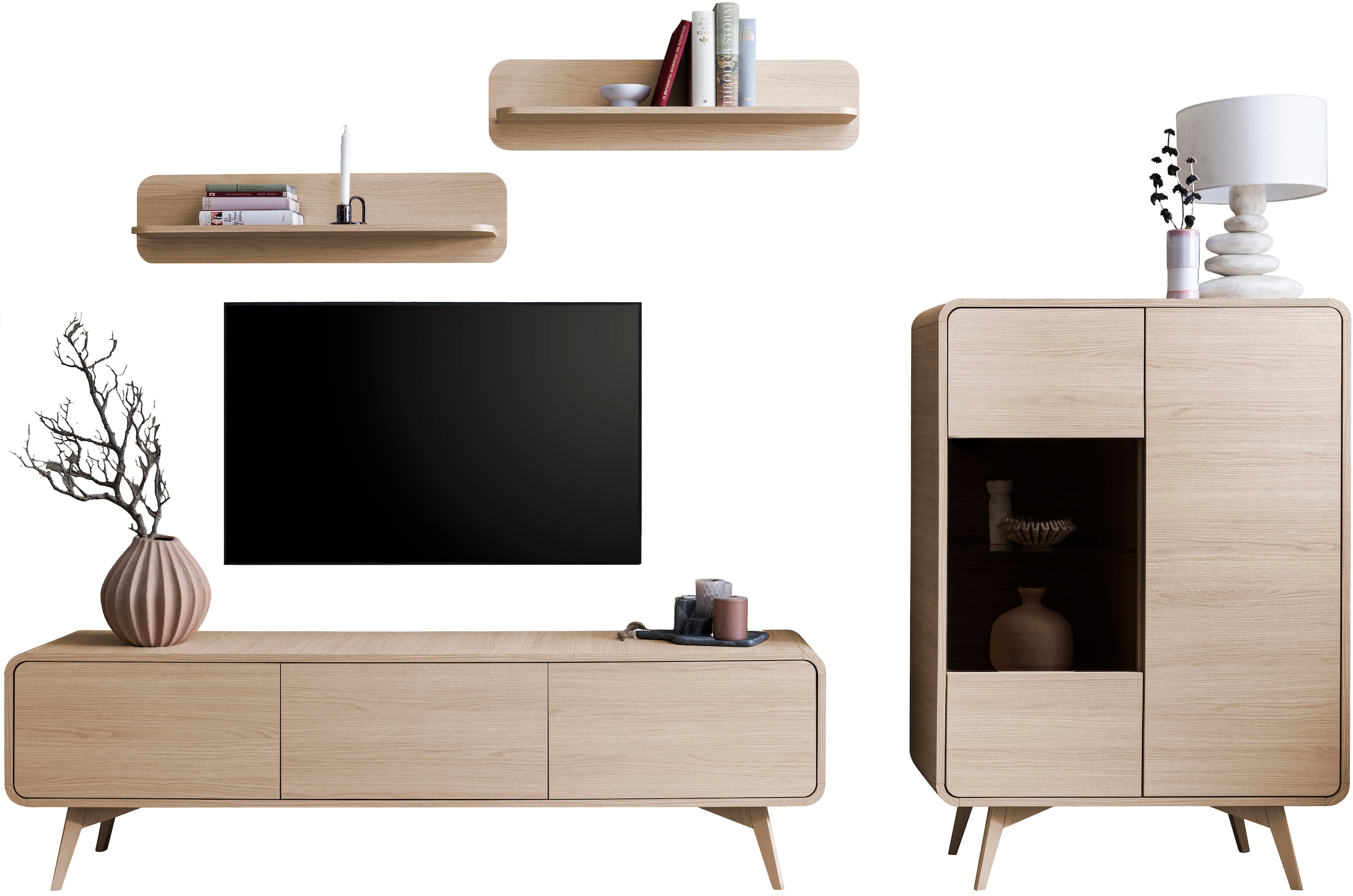 Home affaire Wohnwand »Torsby, moderne Anbauwand, Komplettset im Scandi-Stil« Set, 4 Stk. tlg.