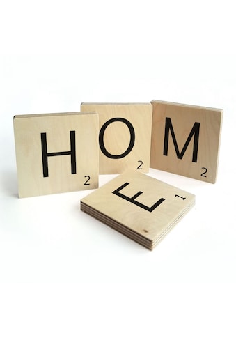 Wandspruch »Scrabble Deko Buchstaben Home«, (Set, 4 St., Schöne Wanddekoration)