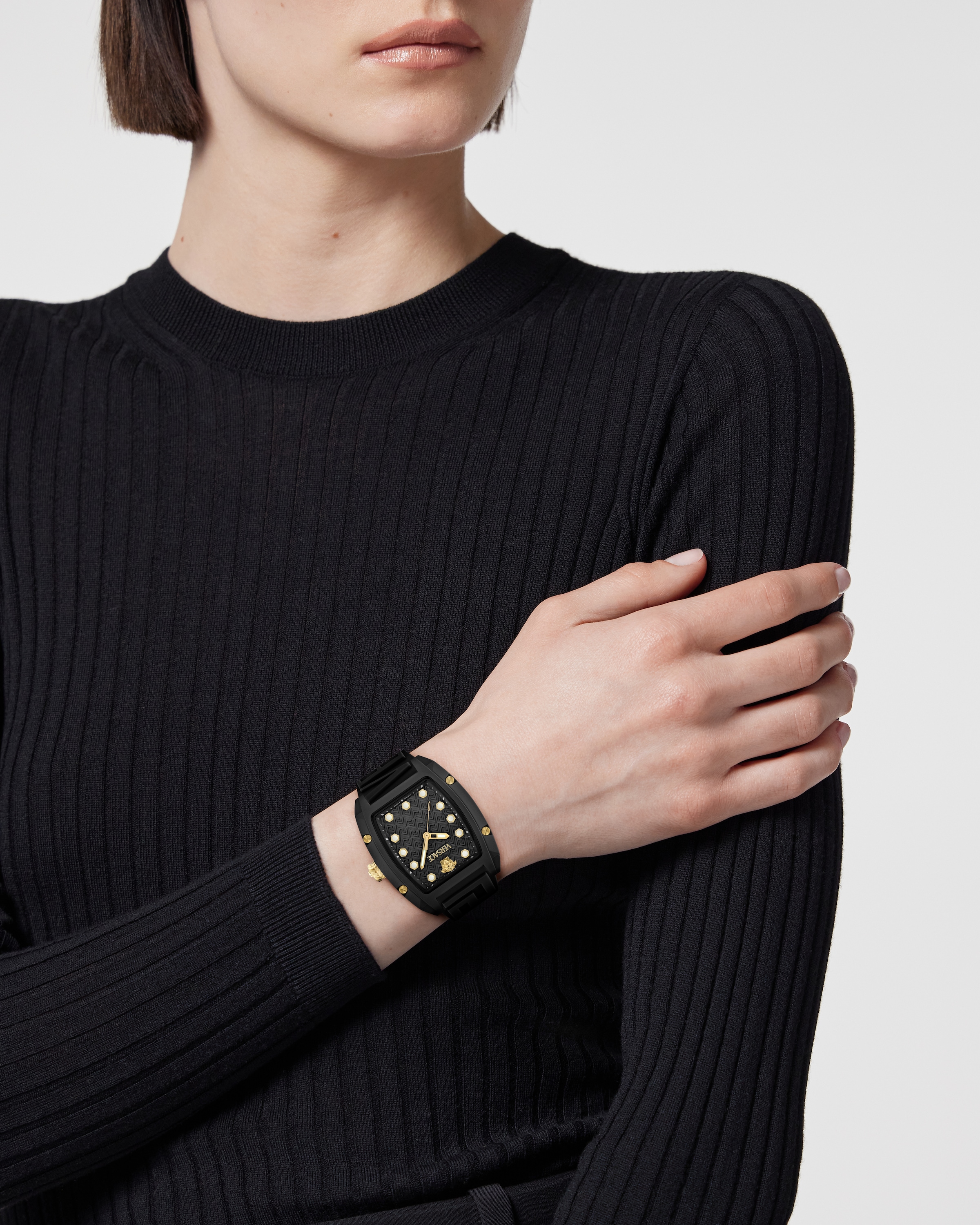 Versace Quarzuhr »DOMINUS ECO CERAMIC« Armbanduhr, Damenuhr, Swiss Made, analog