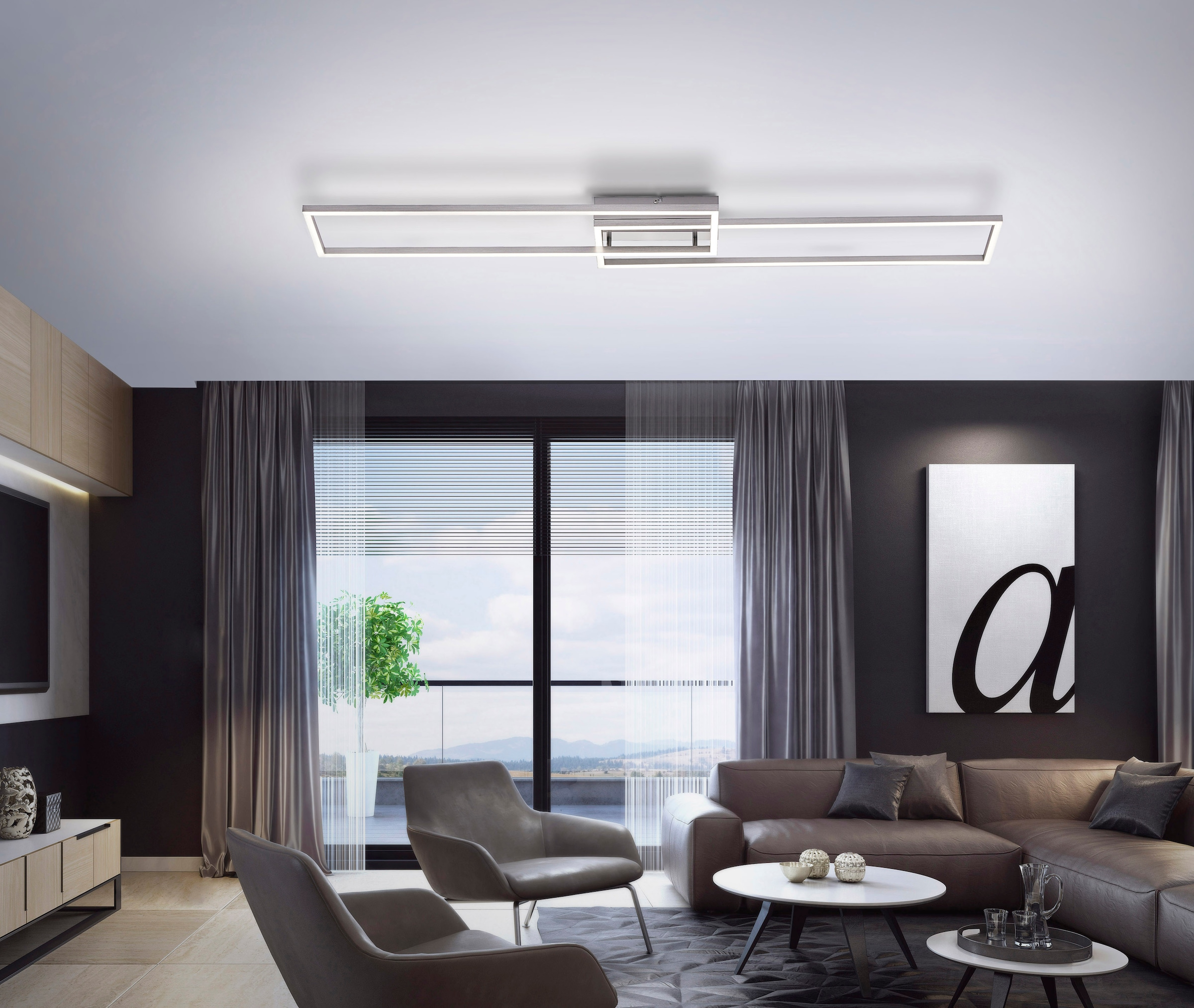 JUST LIGHT Deckenleuchte »IVEN« LED-Board 1 Stk. Neutralweiß | Tageslichtweiß | Warmweiß CCT-Farbtemperaturregelung, Dimmbar über Funkfernbed., Memoryfunktion