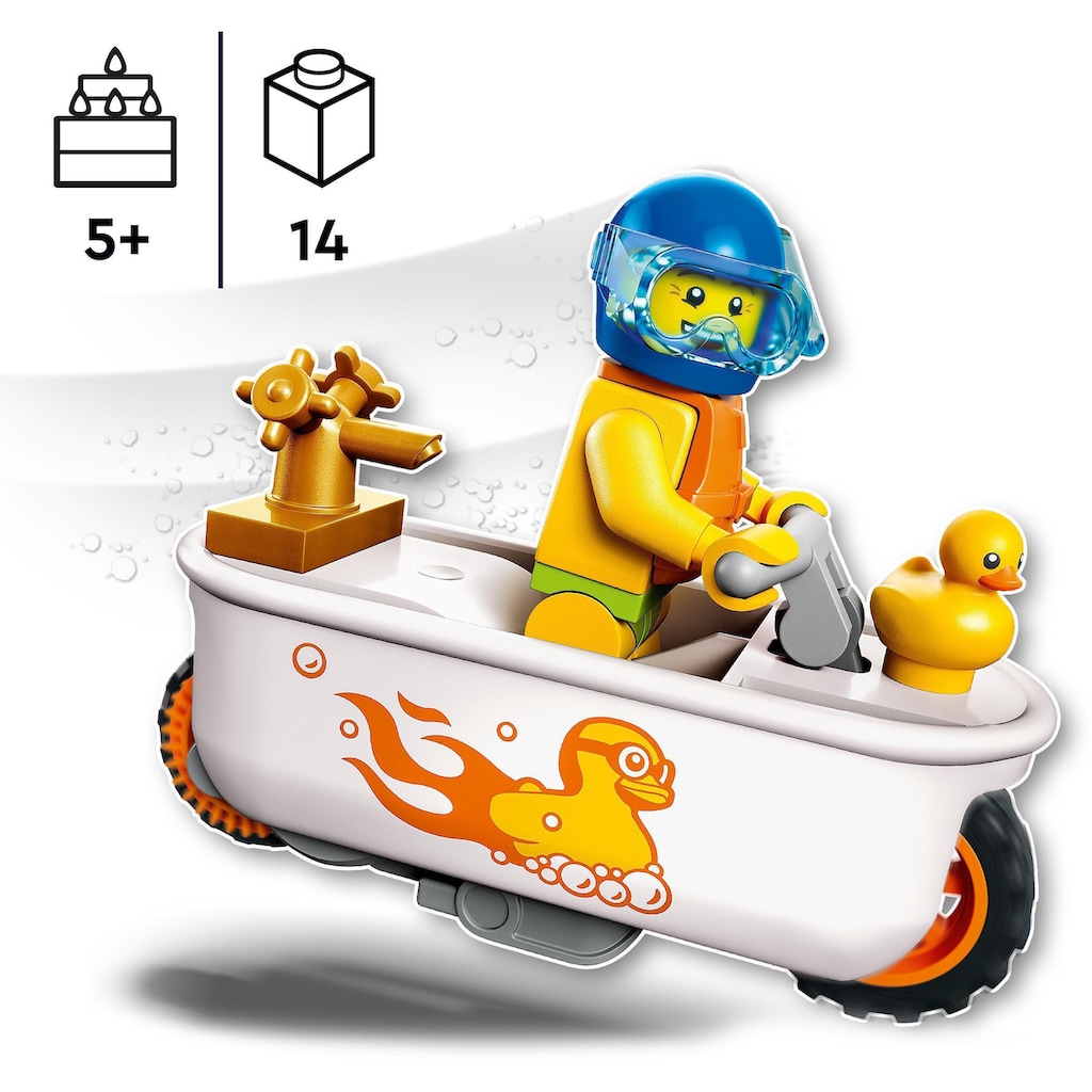 LEGO® Konstruktionsspielsteine »Badewannen-Stuntbike (60333), LEGO® City Stuntz«, (14 St.), Made in Europe