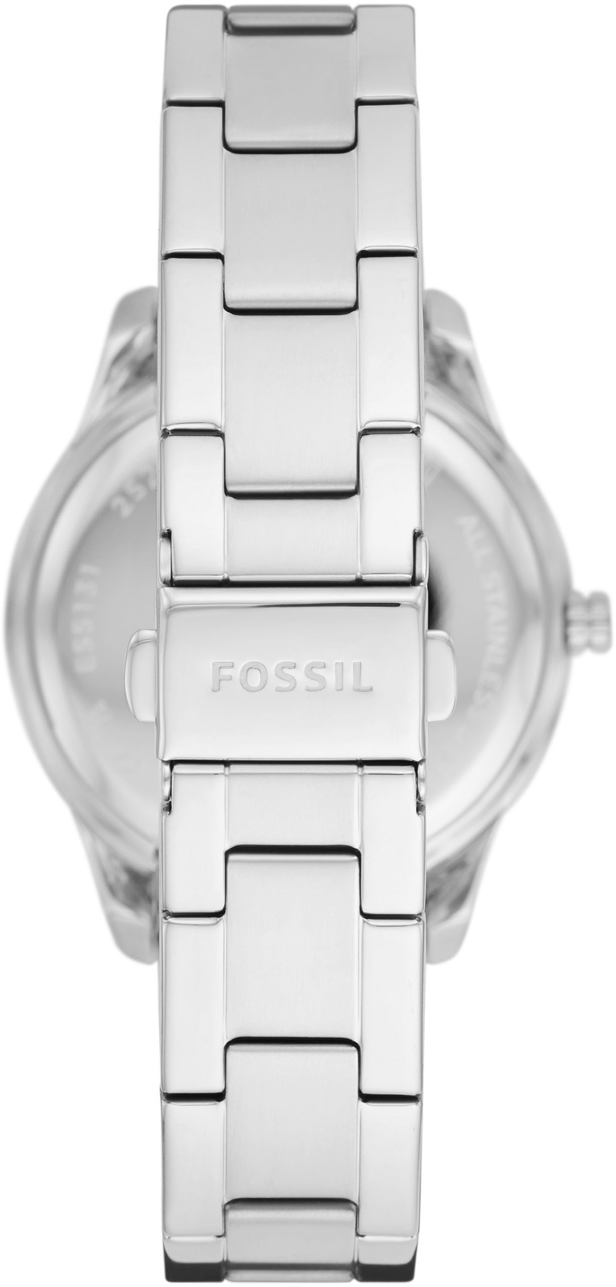Fossil Quarzuhr »STELLA«, Armbanduhr, Damenuhr, Perlmutt-Zifferblatt, Edelstahlarmband