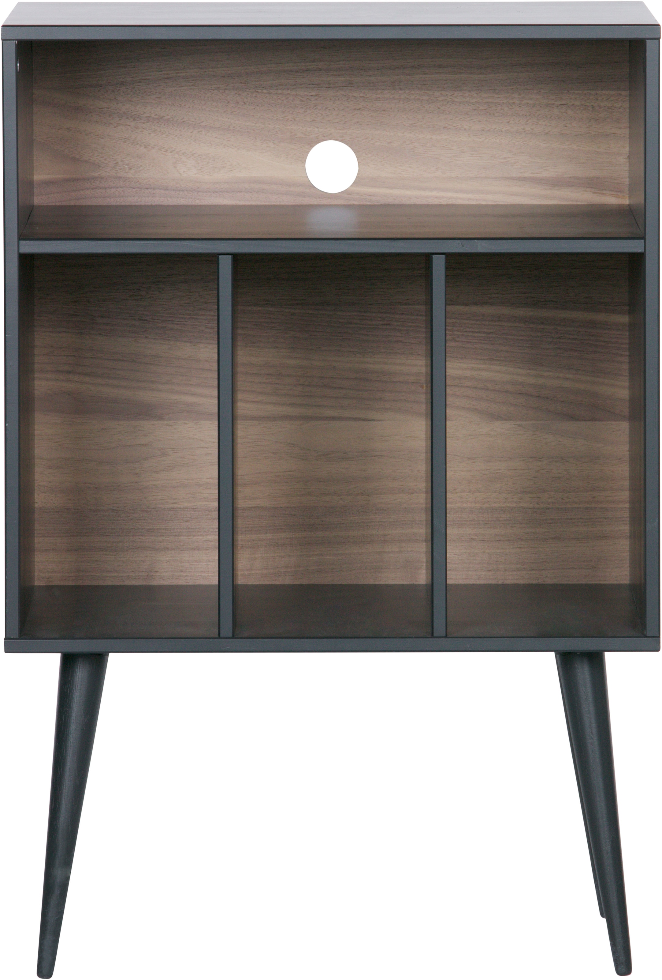 WOOOD Sideboard »James mit Massivkiefer und sichtbare Maserung B 60 x T 44 x H 83 cm« Mit Kabelöffnung, MDF mit Nussbaumoptik, einfach zu montieren