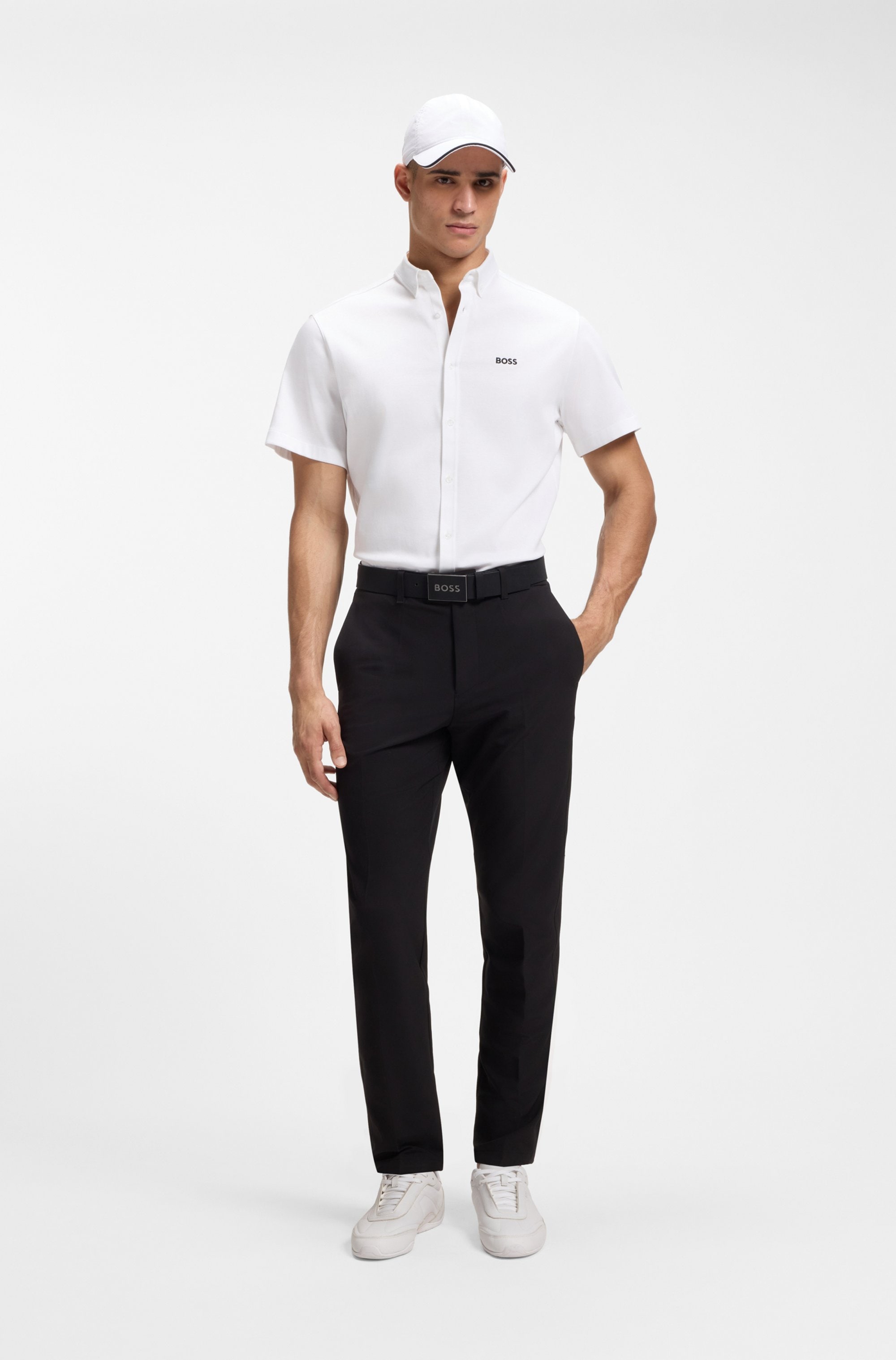 BOSS GREEN Kurzarmhemd »Motion S« Regular Fit, Button-down-Kragen, Kurzarm, Logo-Stickerei