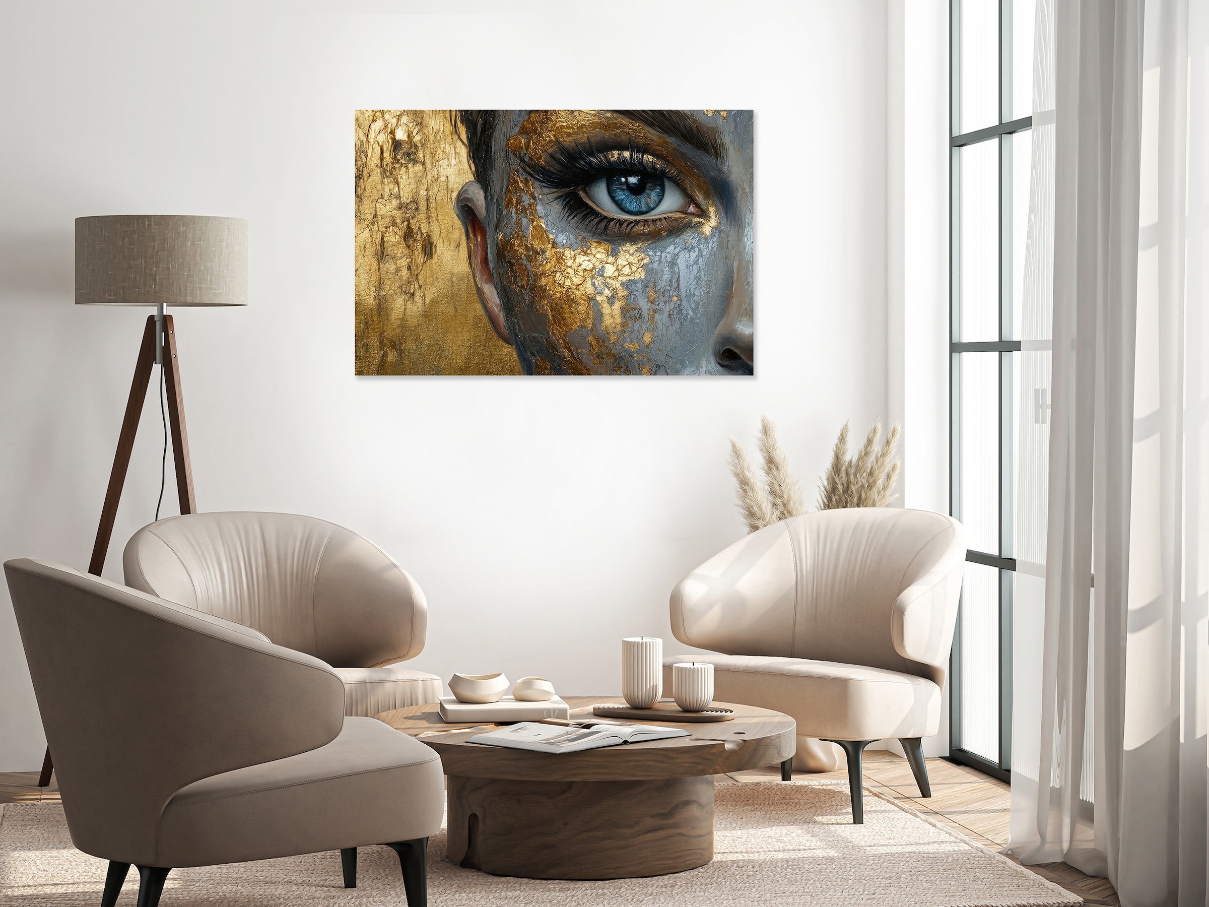 queence Acrylglasbild »Wandbild, Goldbild, Bild Detailbild blaues Auge« Abstrakte | Fantasy | Kunst Handveredelt mit Blattgold für eine edle und zeitlose Optik.