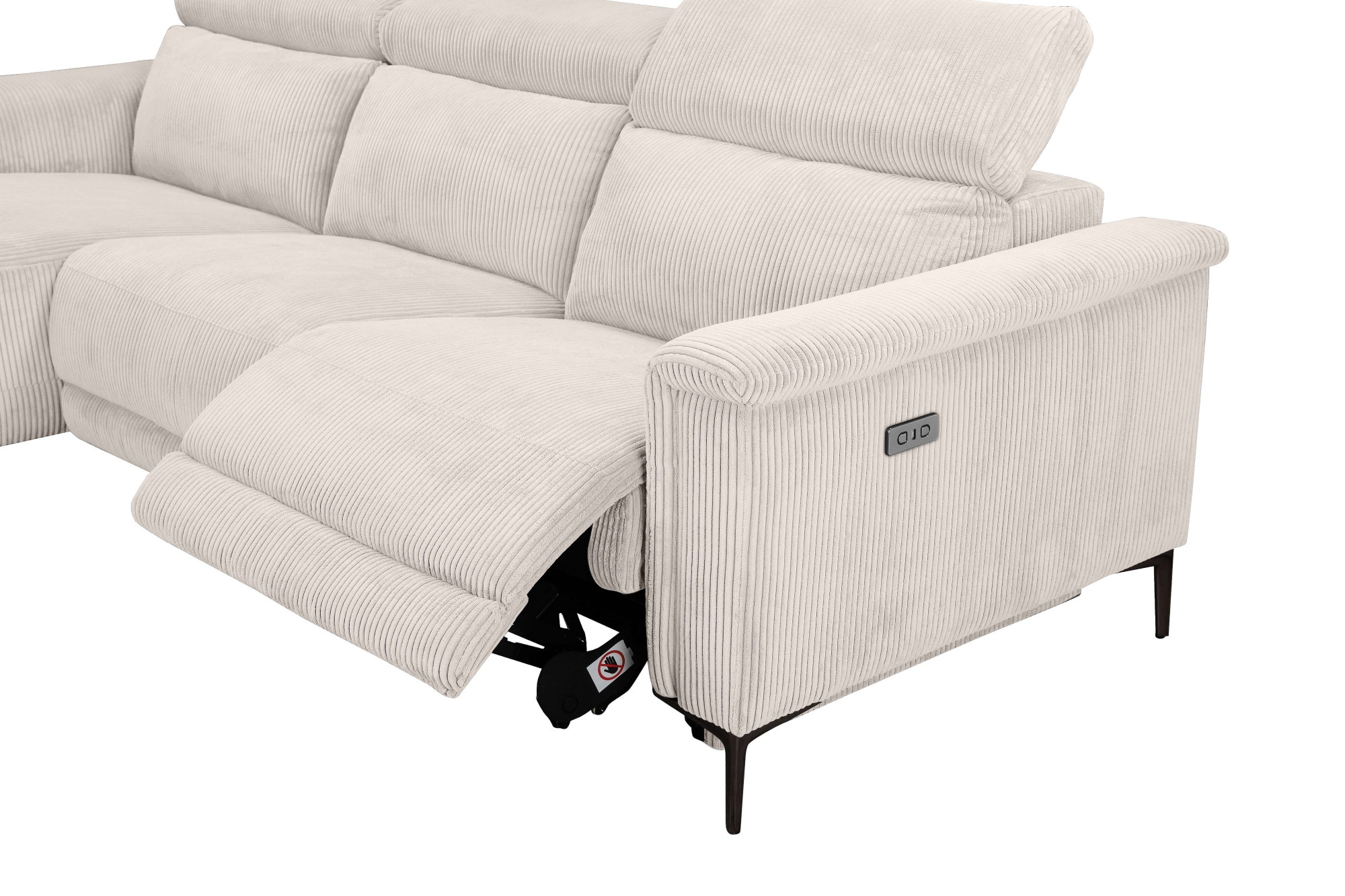 Home affaire Ecksofa »Lund in Cord, L-Form, 261 cm, manuelle und elektr. Relaxfunktion,«, USB-C und Kopfteilverstellung