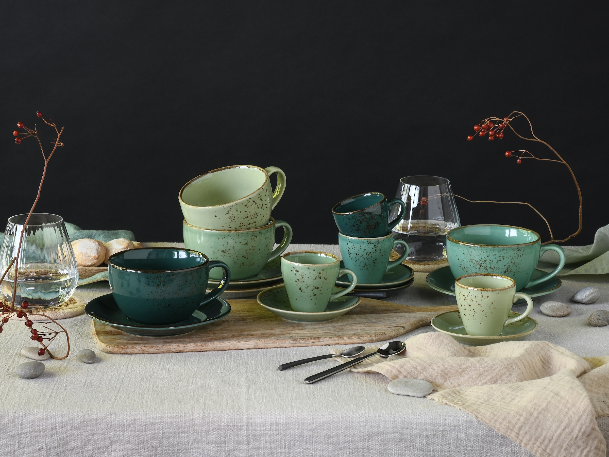 CreaTable Tasse »Nature Collection, Tassen-Set 16-tlg.« Naturverbundenes Design, Einzigartige Oberfläche
