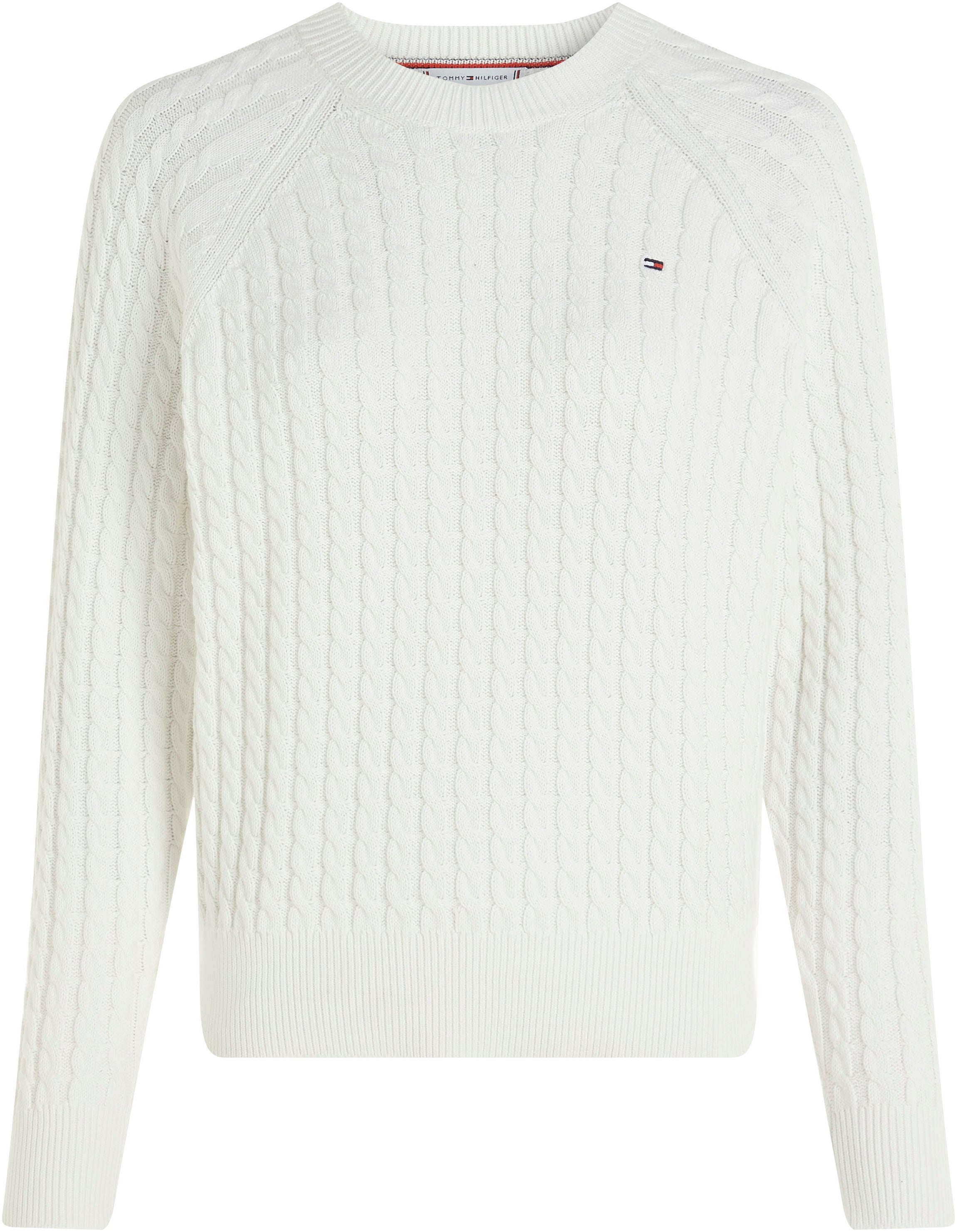 Tommy Hilfiger Rundhalspullover »CO CABLE C-NK SWEATER«, mit Zopfmuster