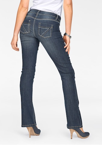 Bootcut-Jeans »mit Kontrastnähten«, Mid Waist