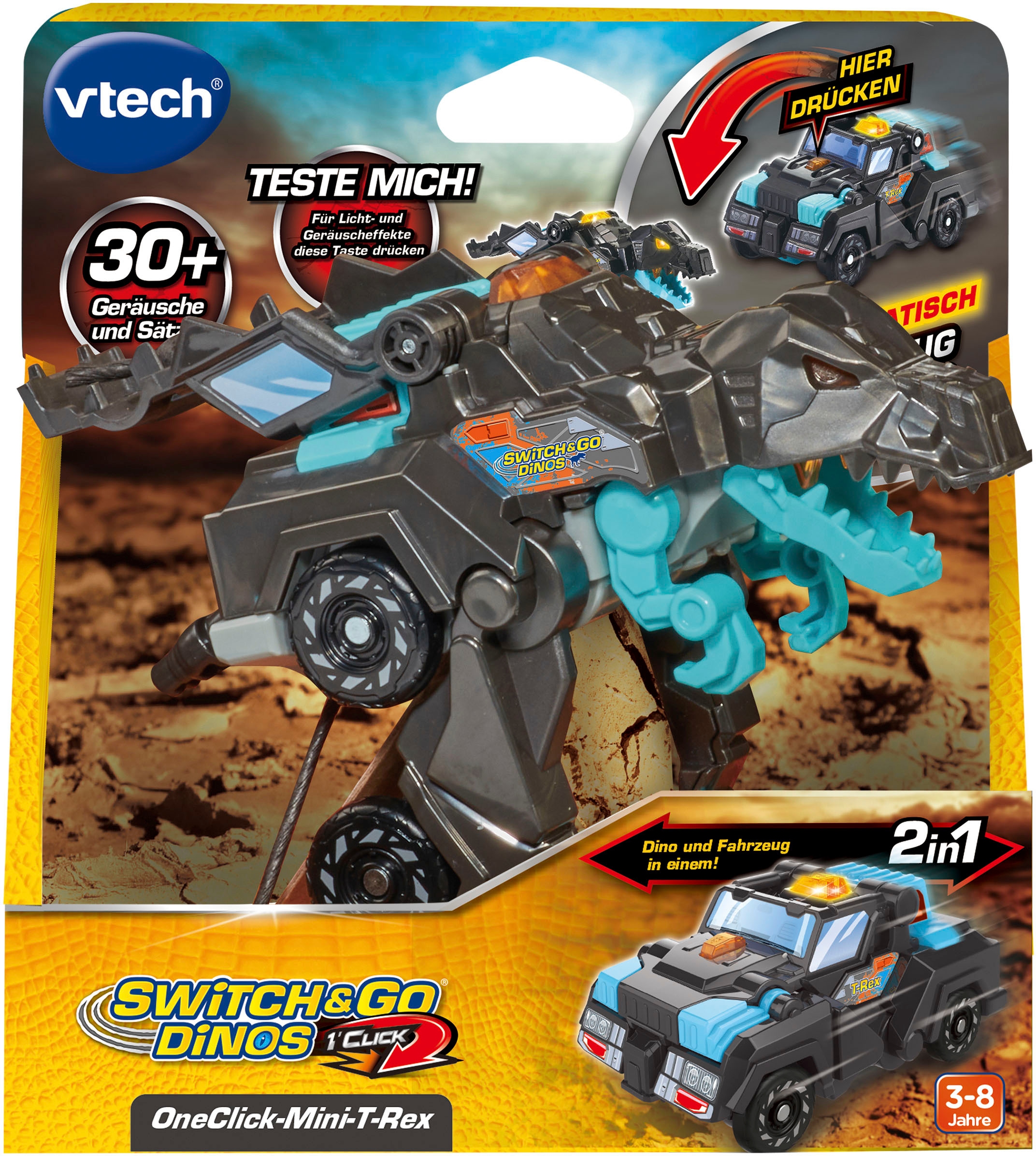 Vtech® Actionfigur »Switch & Go Dinos, OneClick-Mini-T-Rex«, mit Licht- und Soundeffekten